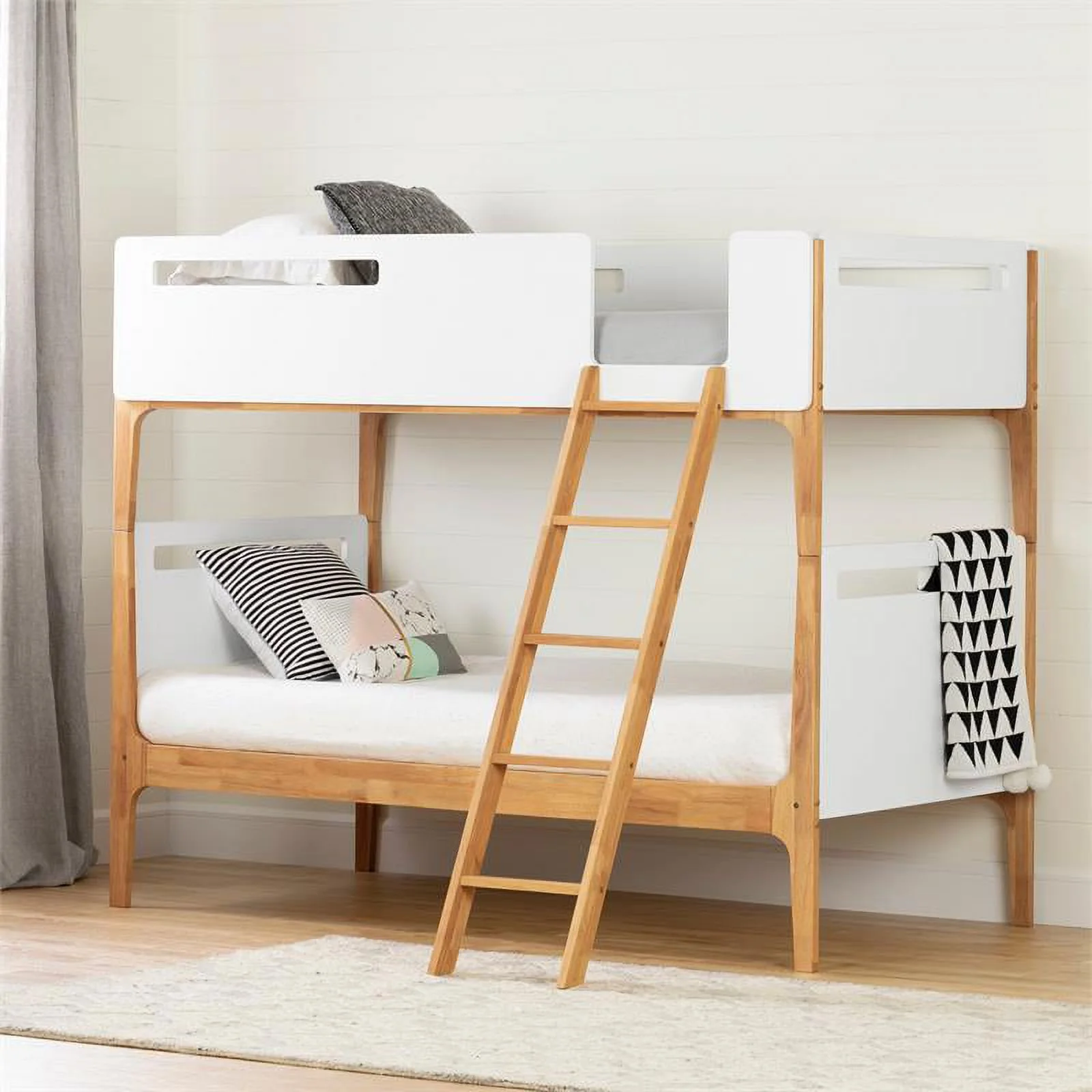 Rosebery Kids Modern Twin Over Twin Bunk Bed in Pure White