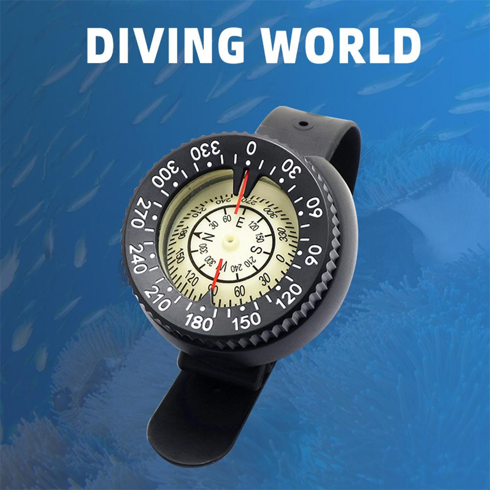 Occkic 164ft diving compass underwater cave camping compass with wrist strap diving watch, Black