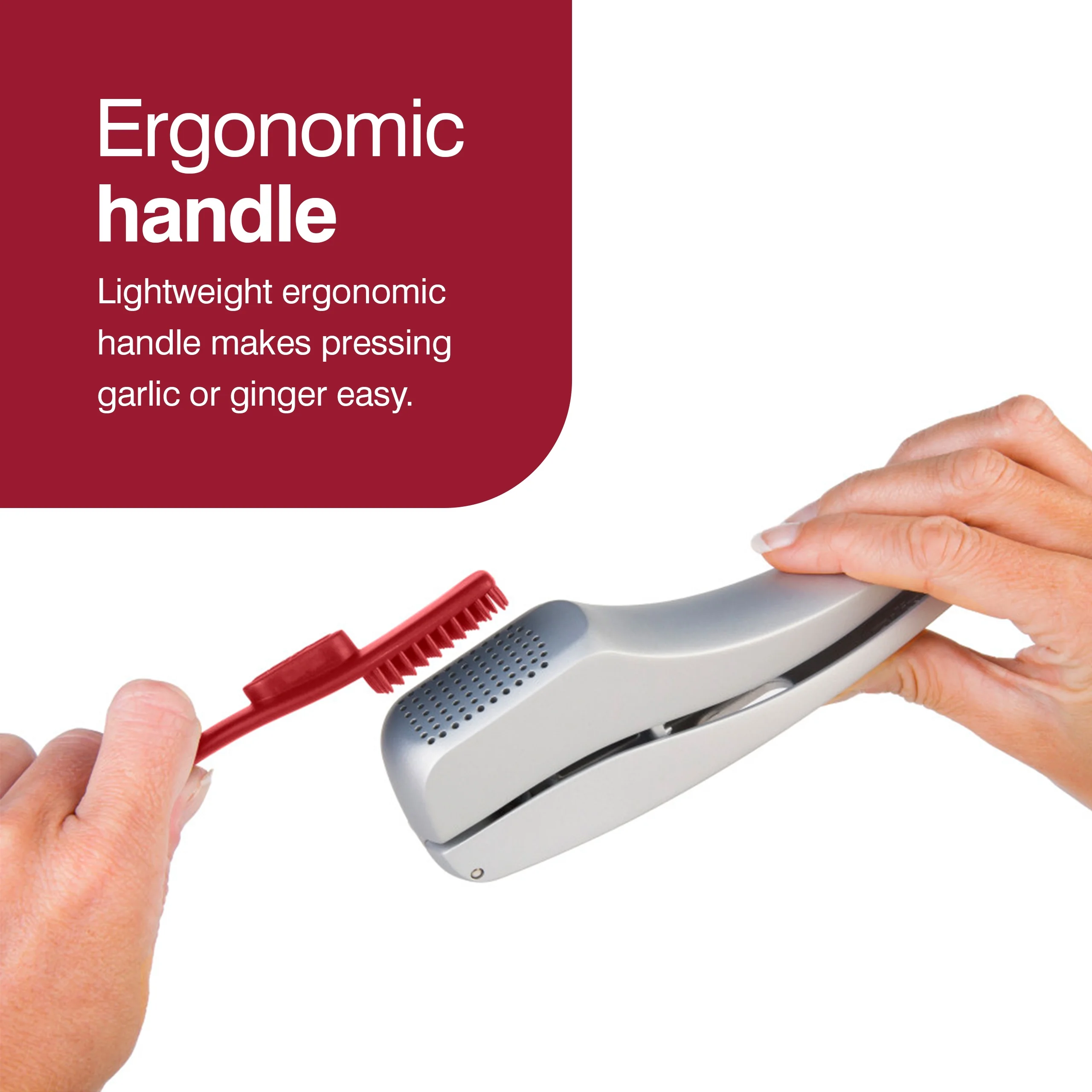 Zyliss Susi 3 Garlic Press Built in Cleaner - Crush, Mince and Peeler, Silver Aluminum Dishwasher Safe