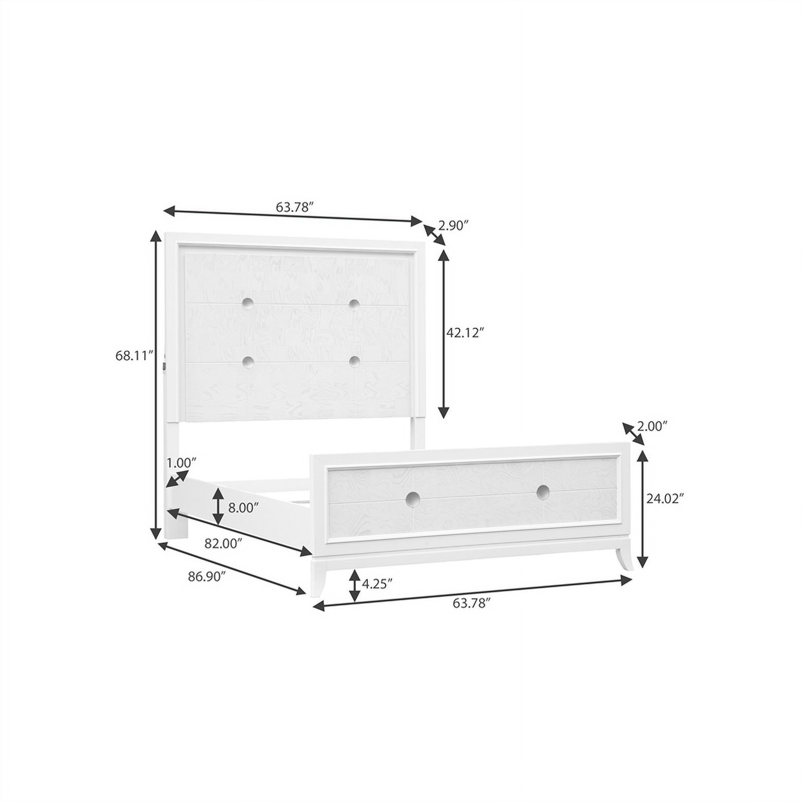 Melrose Queen Wood Panel Bed with LED Lights in White Finish by Samuel Lawrence