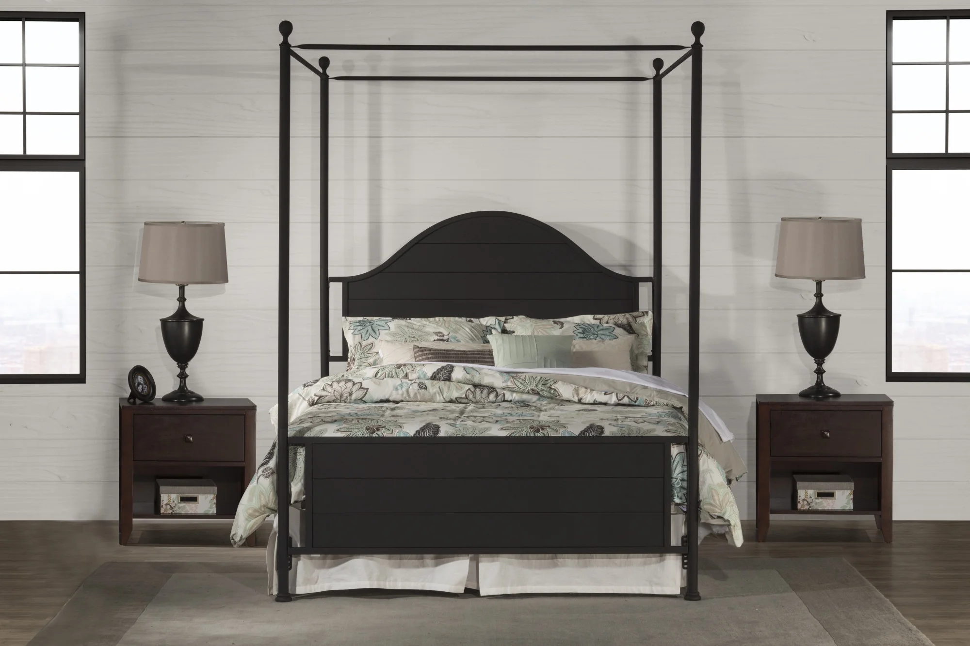 Hillsdale Furniture Cumberland Queen Metal Canopy Bed, Textured Black