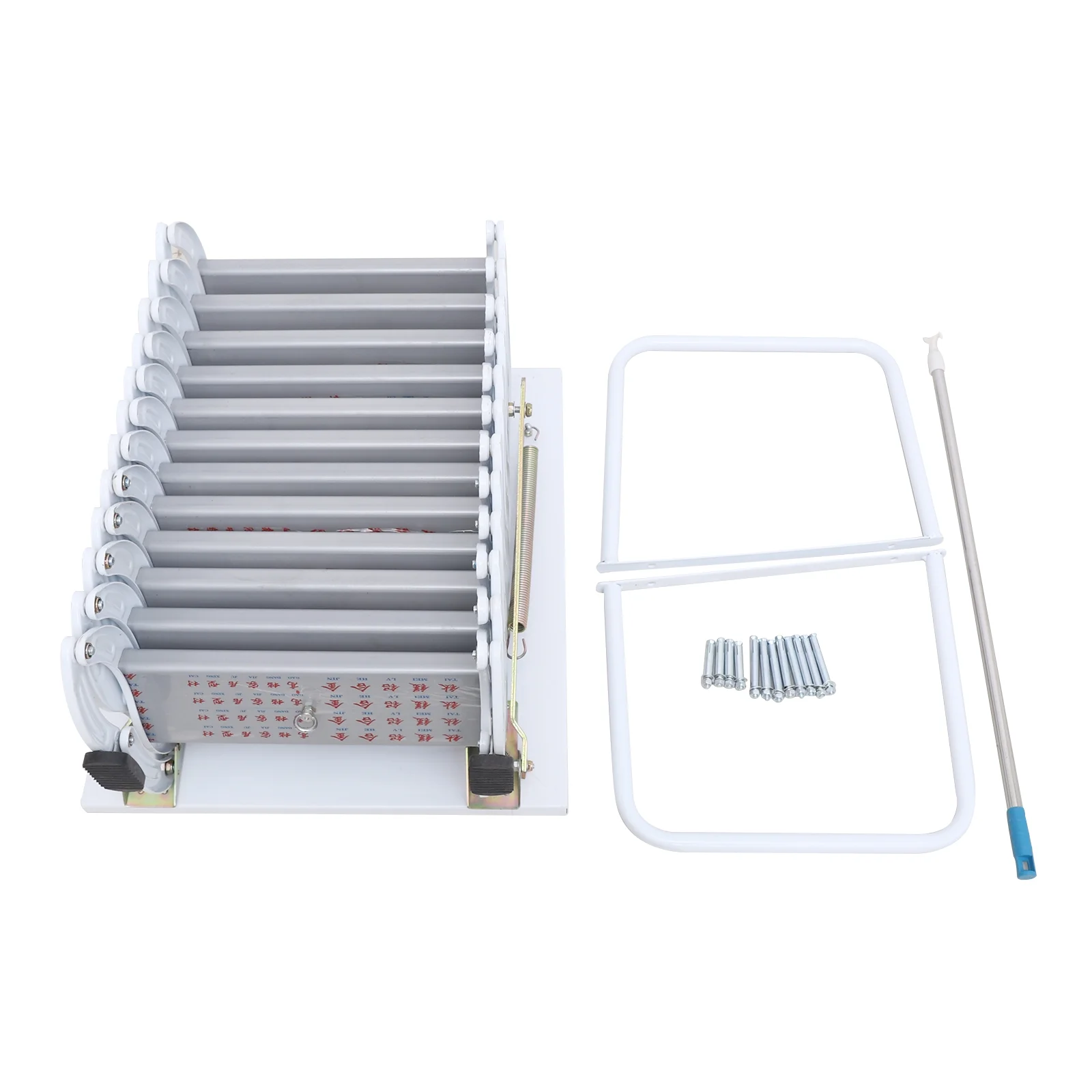 Miumaeov 9.18 ft/ 2.8m 12 Steps Pull Down Attic Stairs Alloy Attic Access Ladder Loft Wall Ladder Stairs Wall-Mounted Folding Ladder Retractable Attic Ladder with Armrests