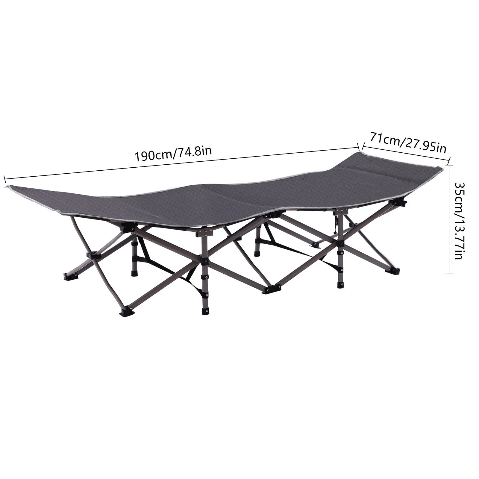 Portable Adults Folding Sleeping Cot Guest Bed Cots Camping with Mat 74.8*27.95in