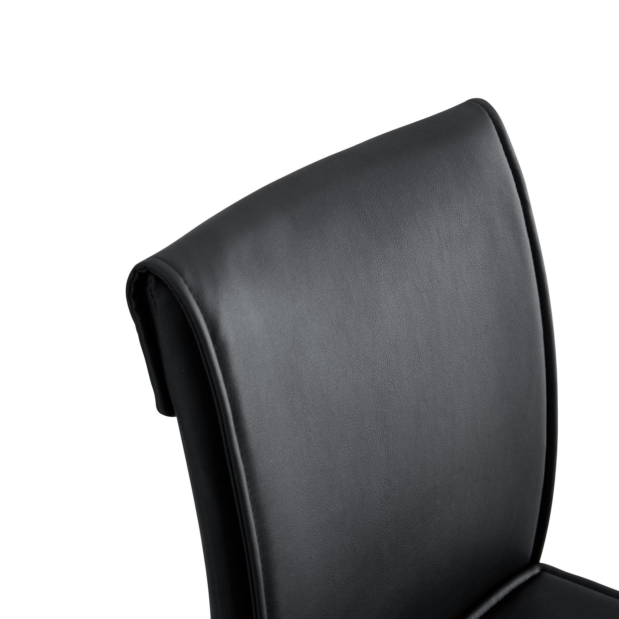 25 Inch Leather Counter Height Chair, Dining Chair with Black Metal Legs, Simple Bar Stool Upholstered Dining Chairs, Accent Desk Chair Dining Room, Kitchen, Vanity, Living Room(Black,Set of 6)