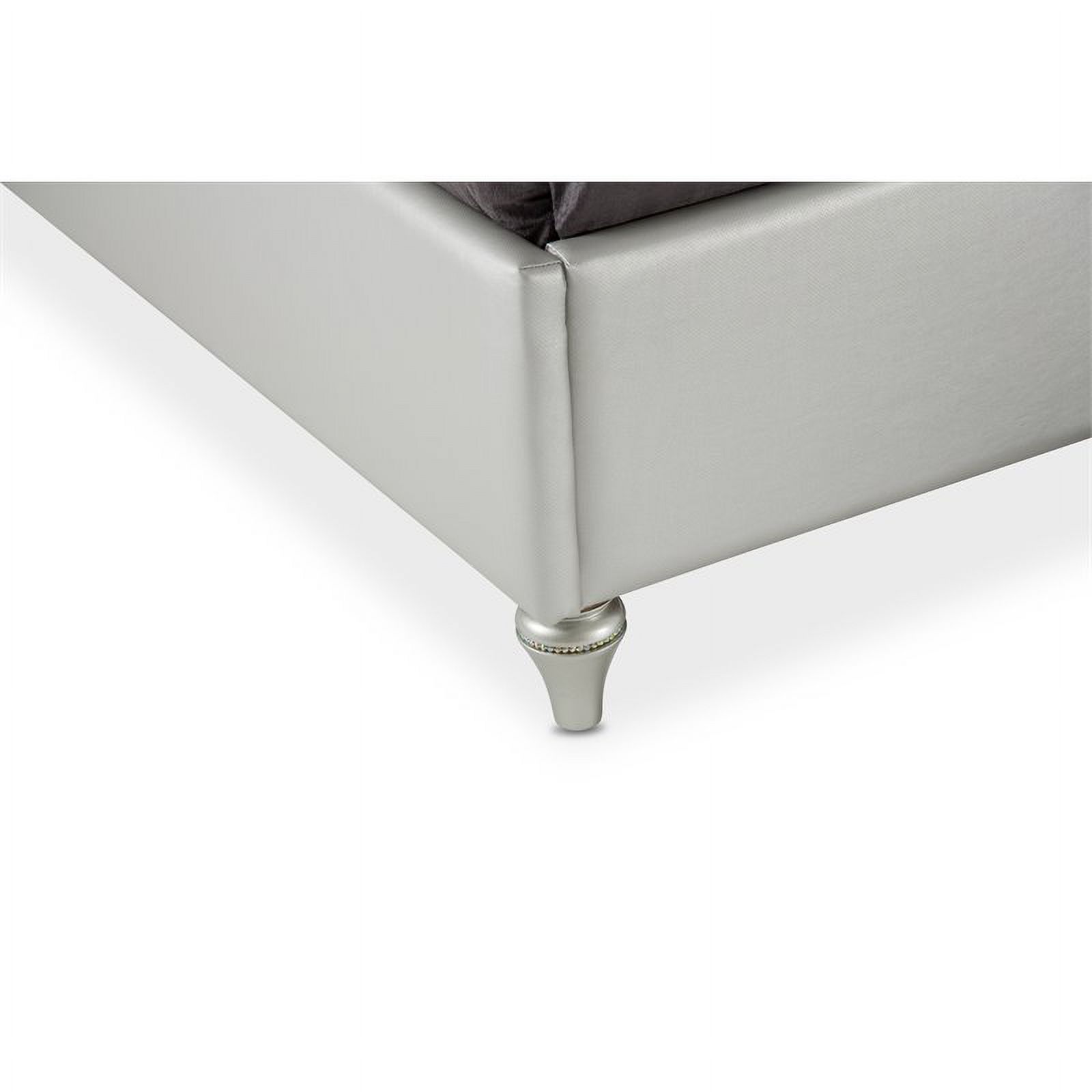 Maklaine Modern Wood/Vinyl Eastern King Upholstered Bed in Dove Gray