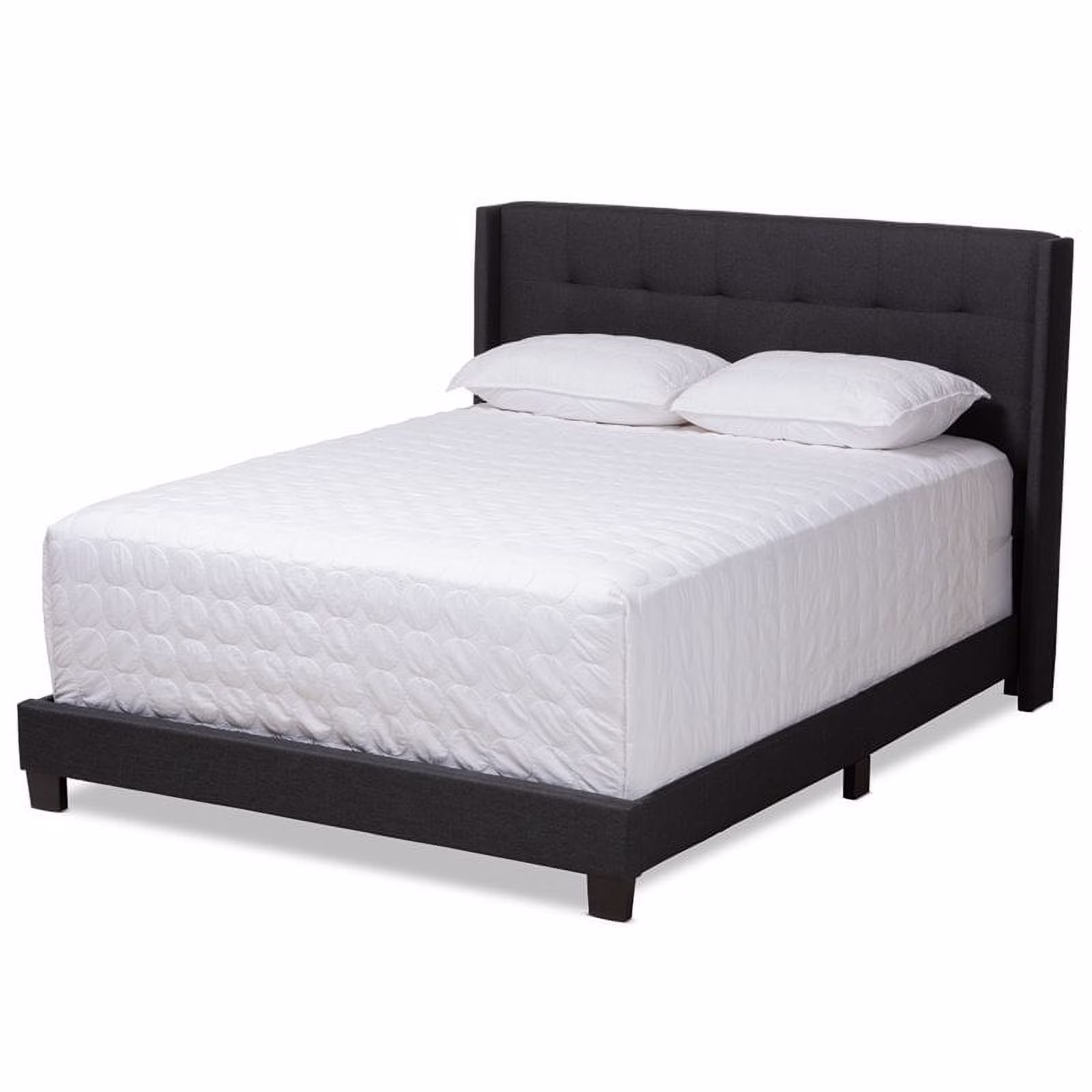 Bowery Hill Upholstered Fabric Tufted Queen Bed in Grey