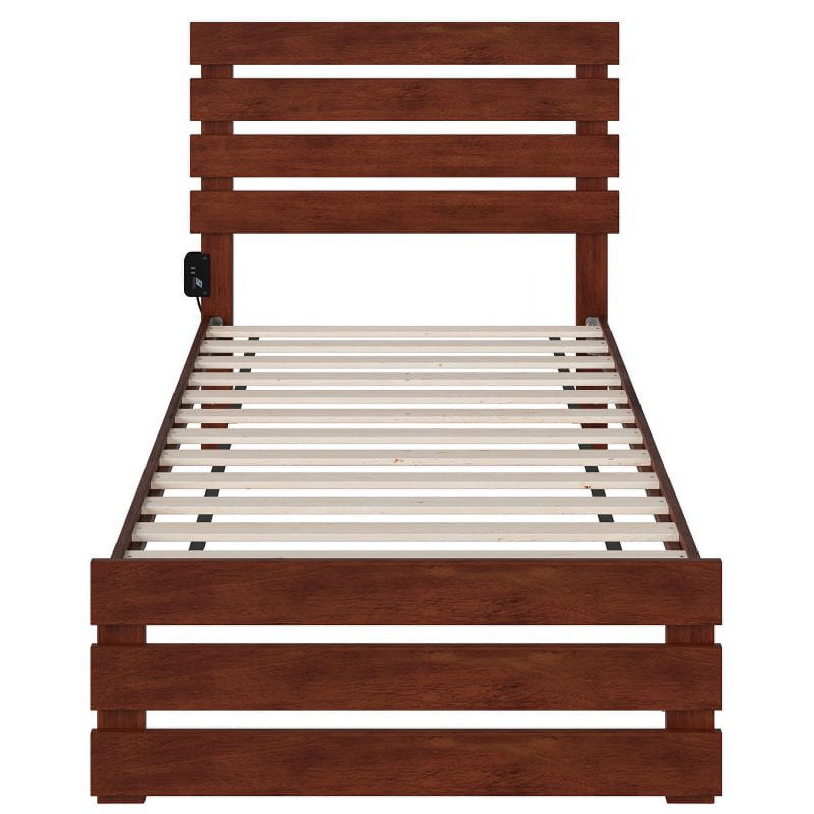 Bowery Hill Modern Solid Wood Twin Bed with Footboard in Walnut