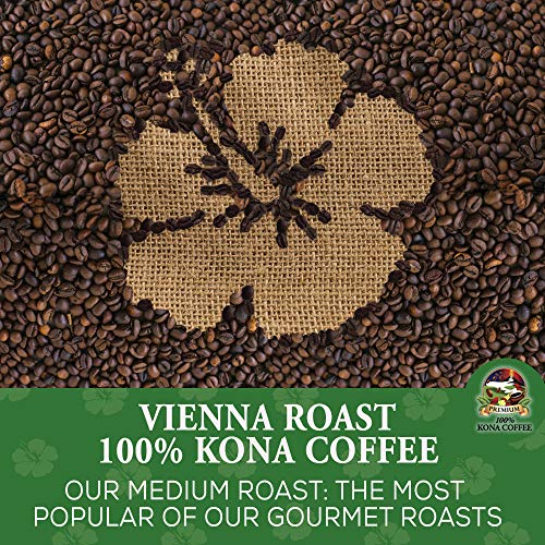 100% Kona Premium Coffee - 1 Pound Premium Gourmet Vienna Roast Whole Bean by Mountain Thunder Coffee Plantation