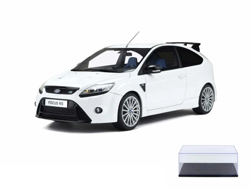 Diecast Car w/Display Case - 2009 Ford Focus MK2 RS, White - Ottomobile OT977 - 1/18 Scale Resin Model Toy Car