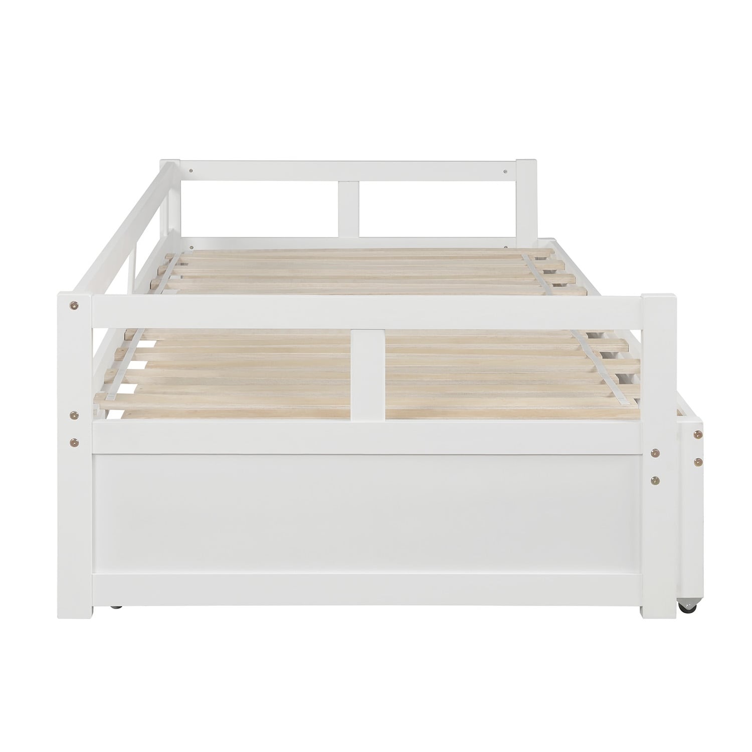 White Simple Yet Elegant Solid Construction Wood Daybed, Expandable to Txtra Large Bed, Wooden Daybed with Trundle