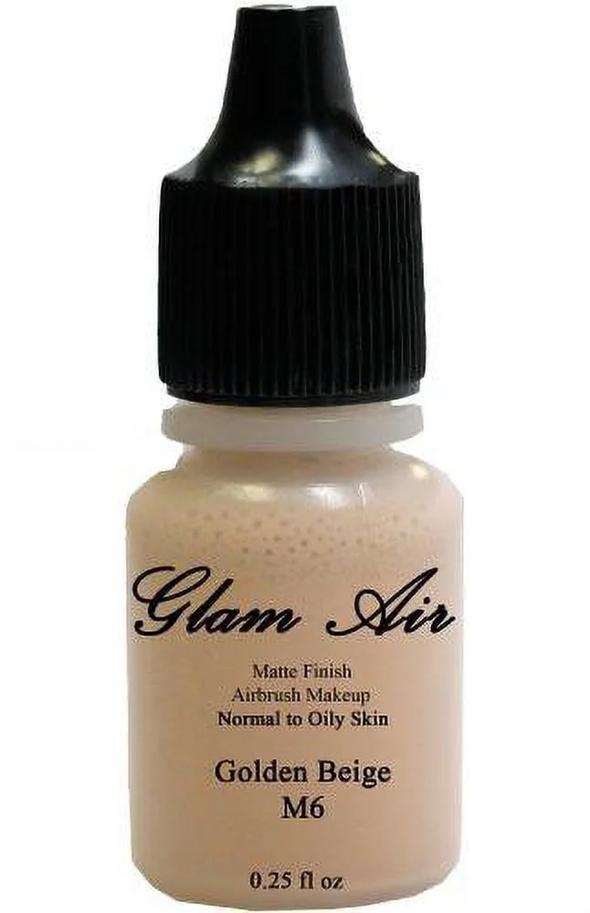 Glam Air Water-Based Makeup Foundation Matte M4 Classic Beige and M6 Golden Beige Airbrush Makeup - 0.25 Oz