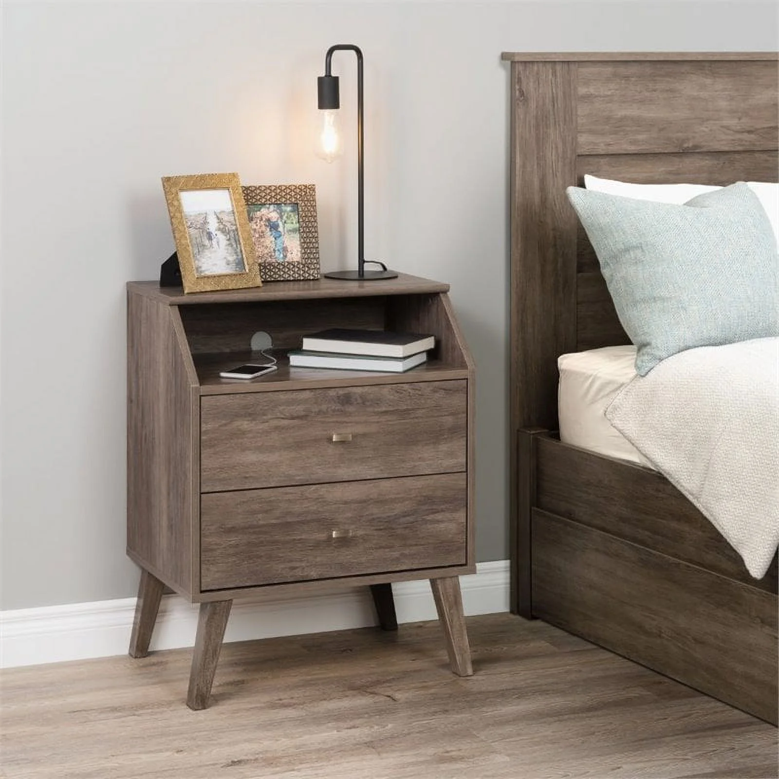 Home Square 3-Piece Furniture Set with 2 Nightstands with Cubby & 4-Drawer Chest