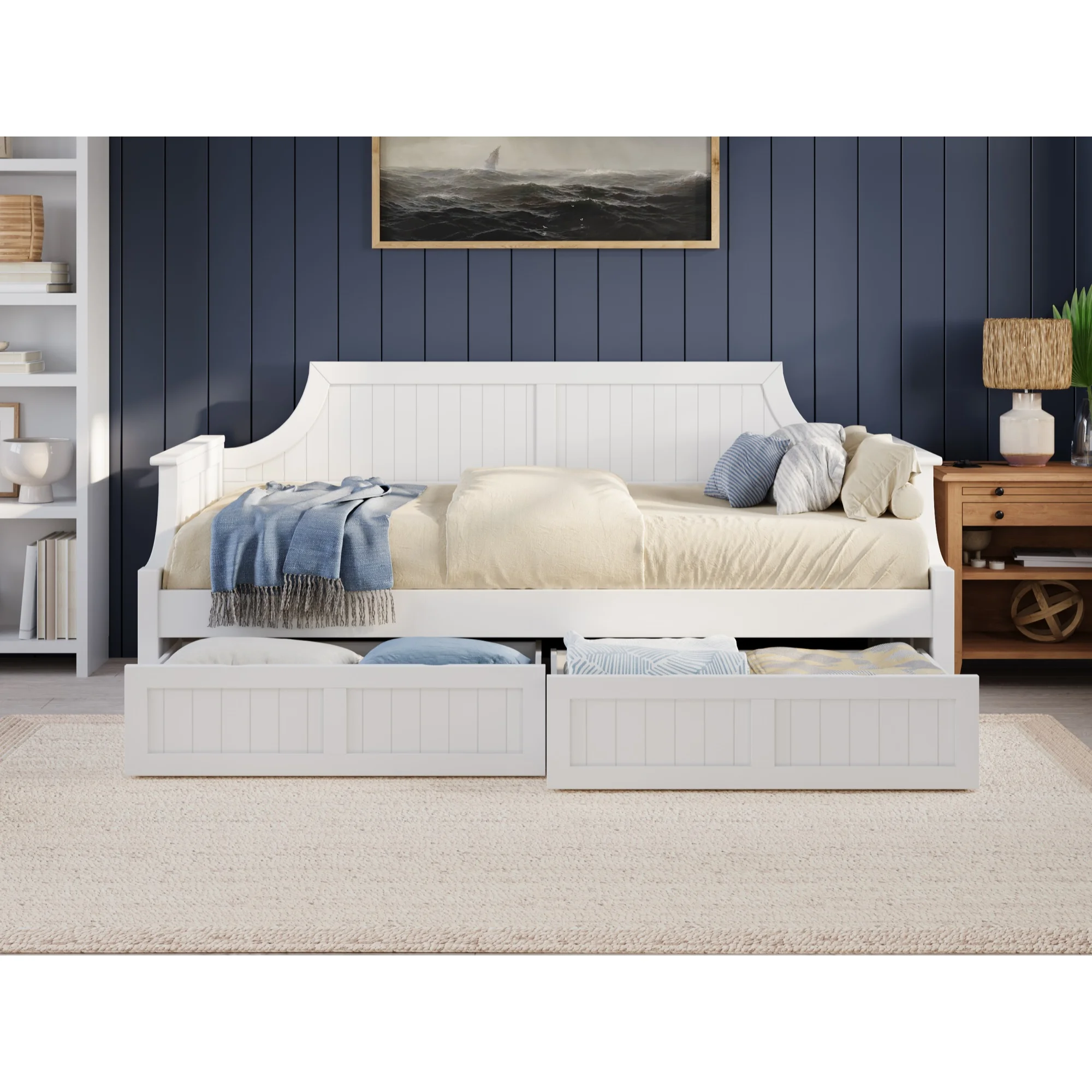 AFI Cambridge Twin Wood Daybed with Set of 2 Drawers in White