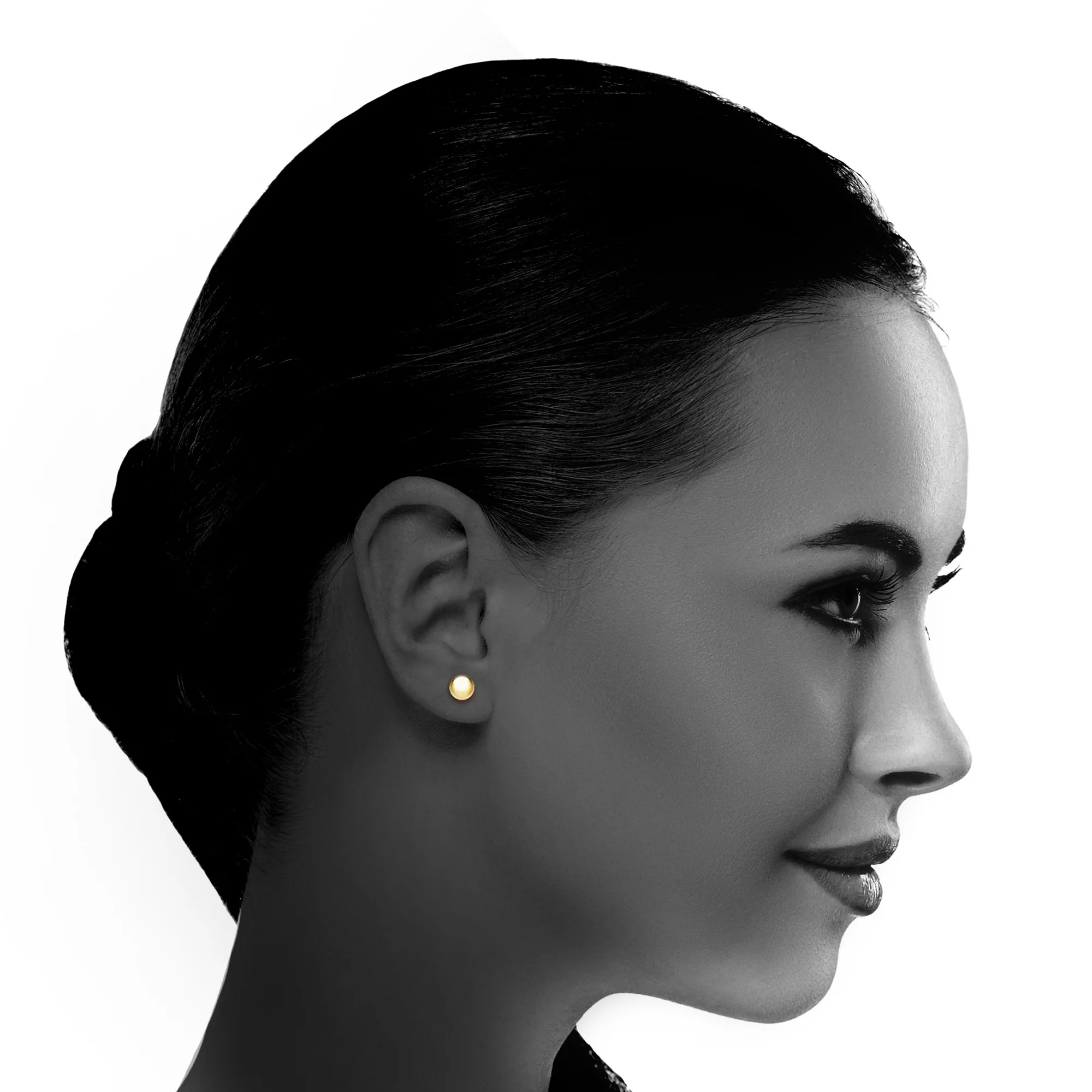 14K White Gold Half Pair Ball Stud Earring with Butterfly Clasp - 7MM