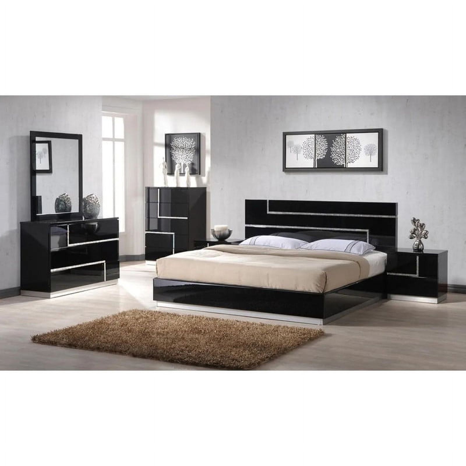 Lucca 3-Piece Bedroom Set, Black Lacquer, Queen