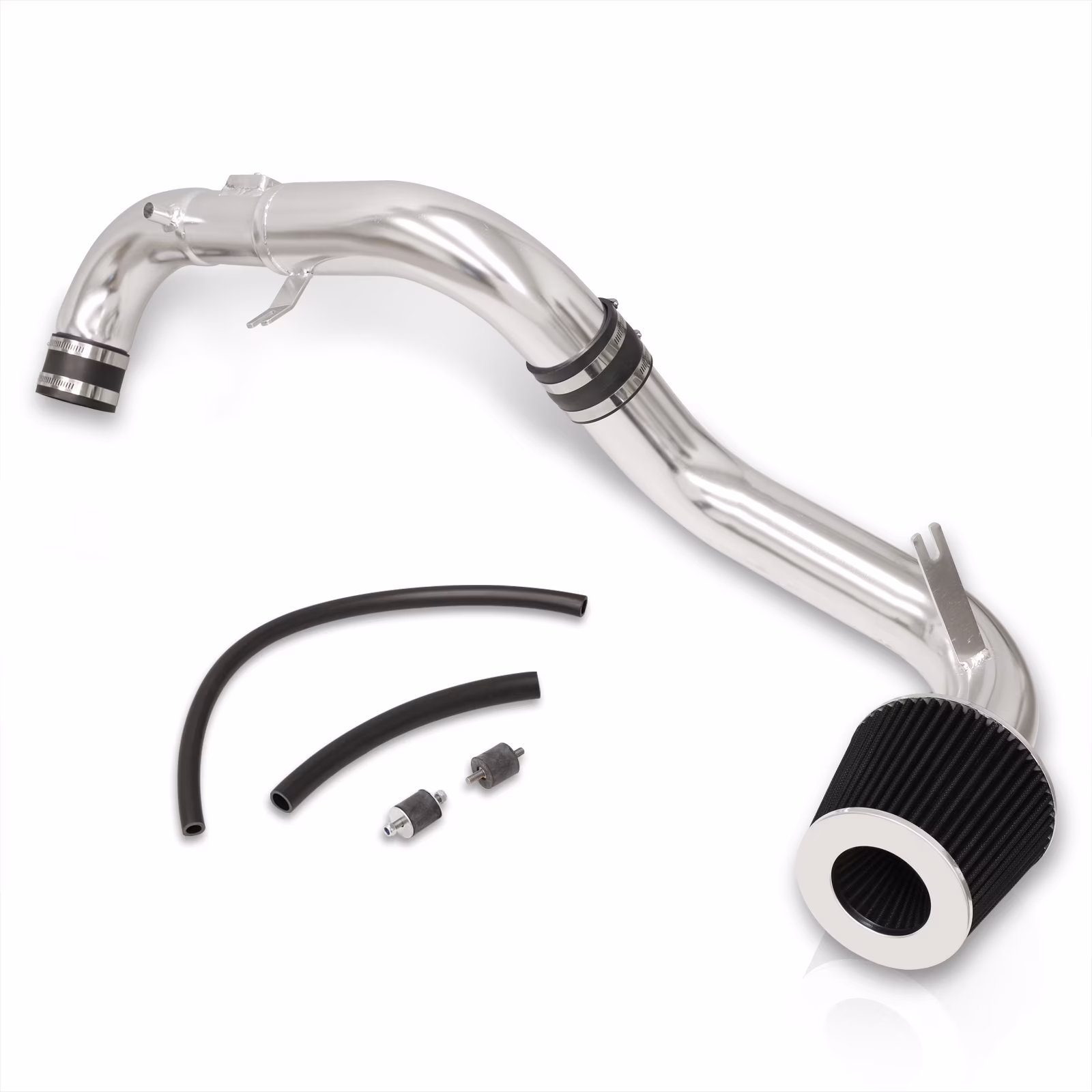AJP Distributors JDM Cold Air Intake CAI Induction System Polished Aluminum Piping Pipe + Filter Compatible/Replacement For Honda Civic DX LX EX 1.8L L4 2006 2007 2008 2009 2010 2011 06 07 08 09 10 11