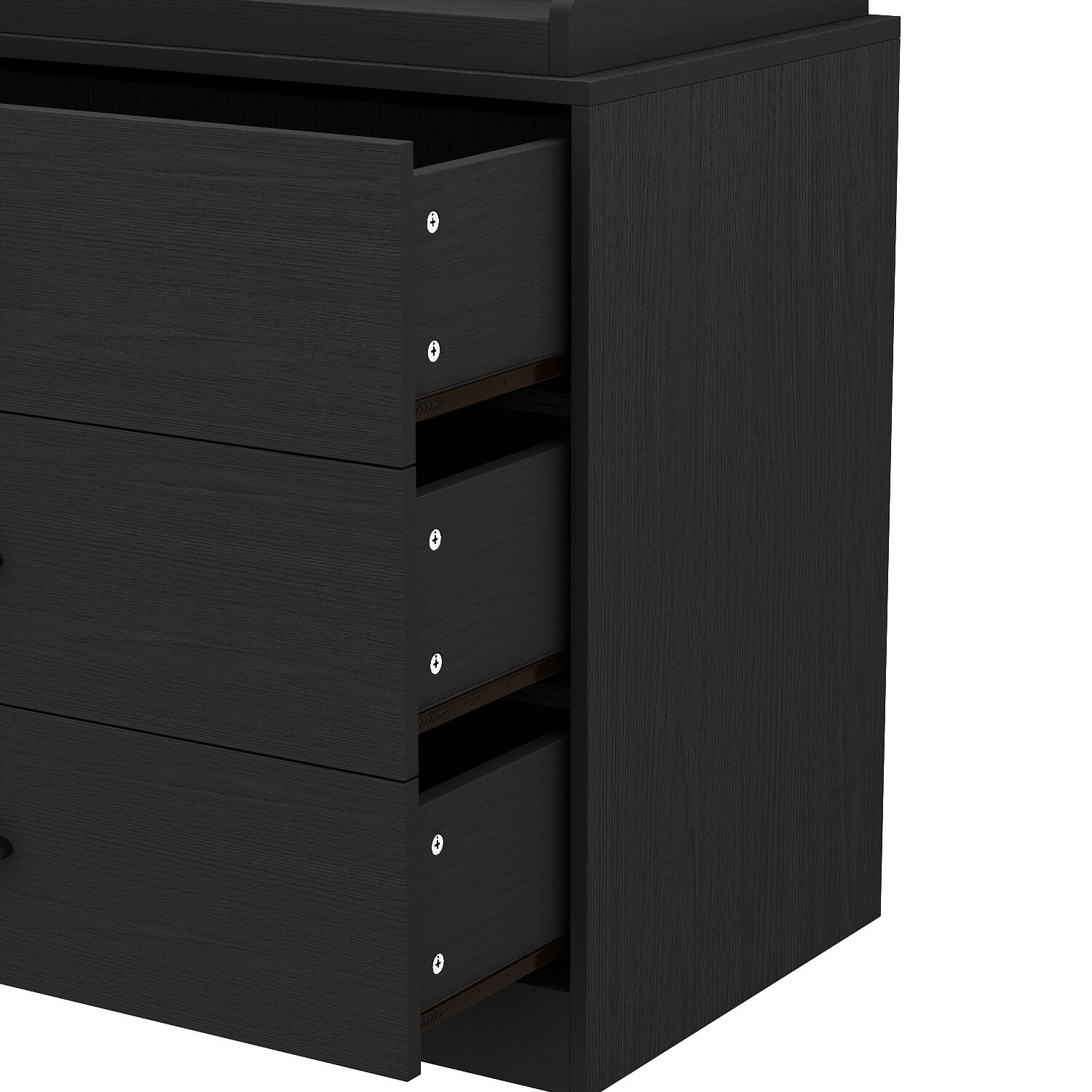 Benton Technology Kerrogee 3-Drawer Dresser with Changing Table - Grey/White/Black White