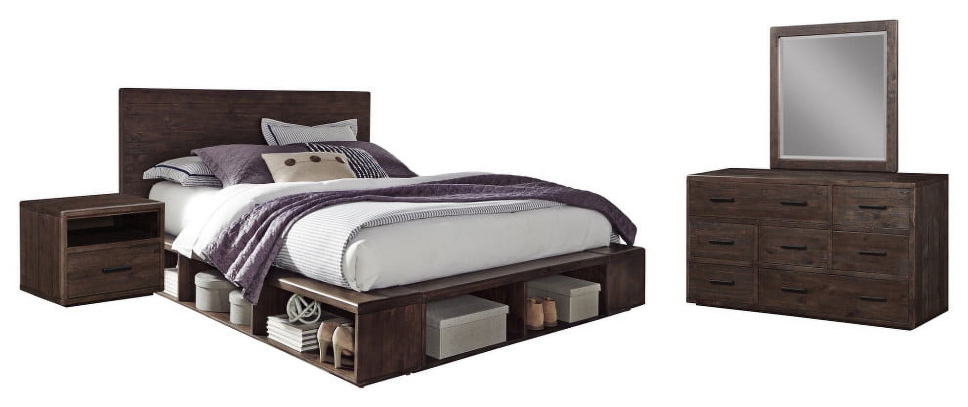 Modus McKinney 4 Piece E King Platform Bedroom Set With Nightstand Espresso Pine