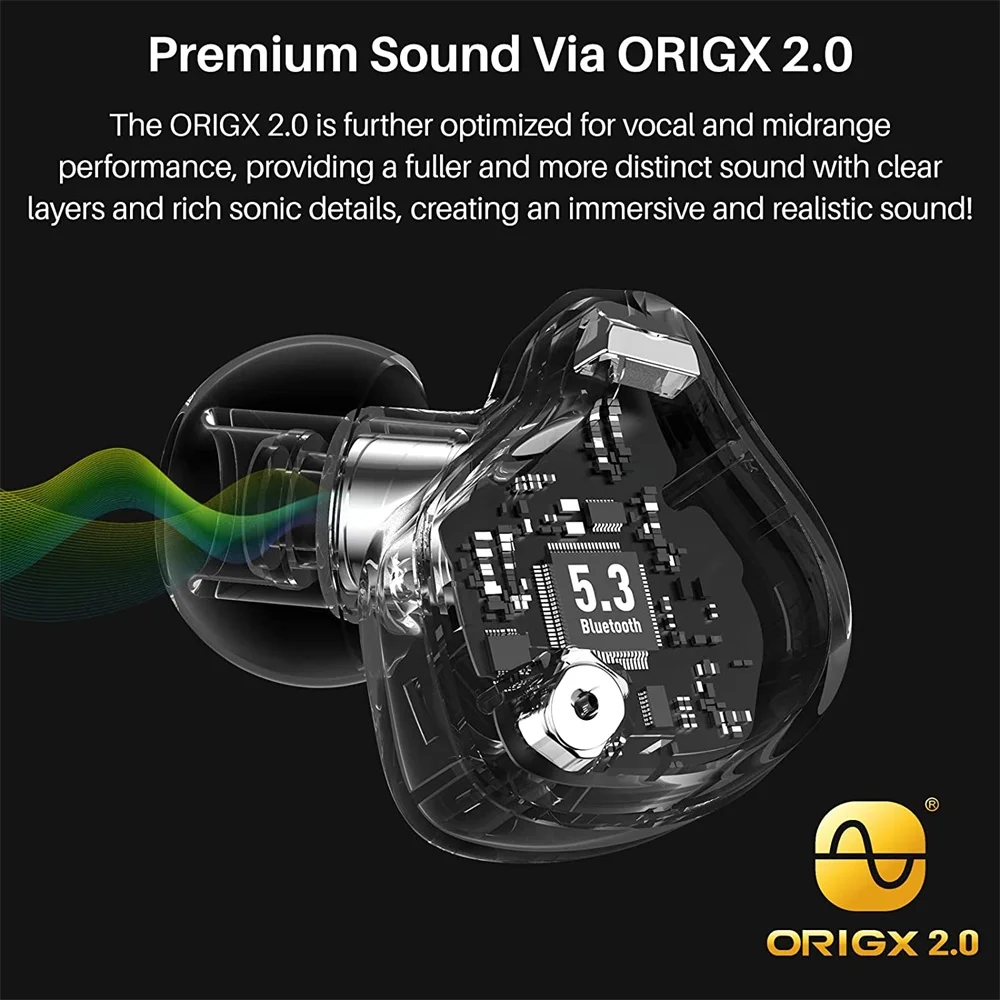 TOZO Crystal Buds Wireless Earbuds,Bluetooth 5.3,Origx 2.0 Acoustic,Call Noise Reduction - Black