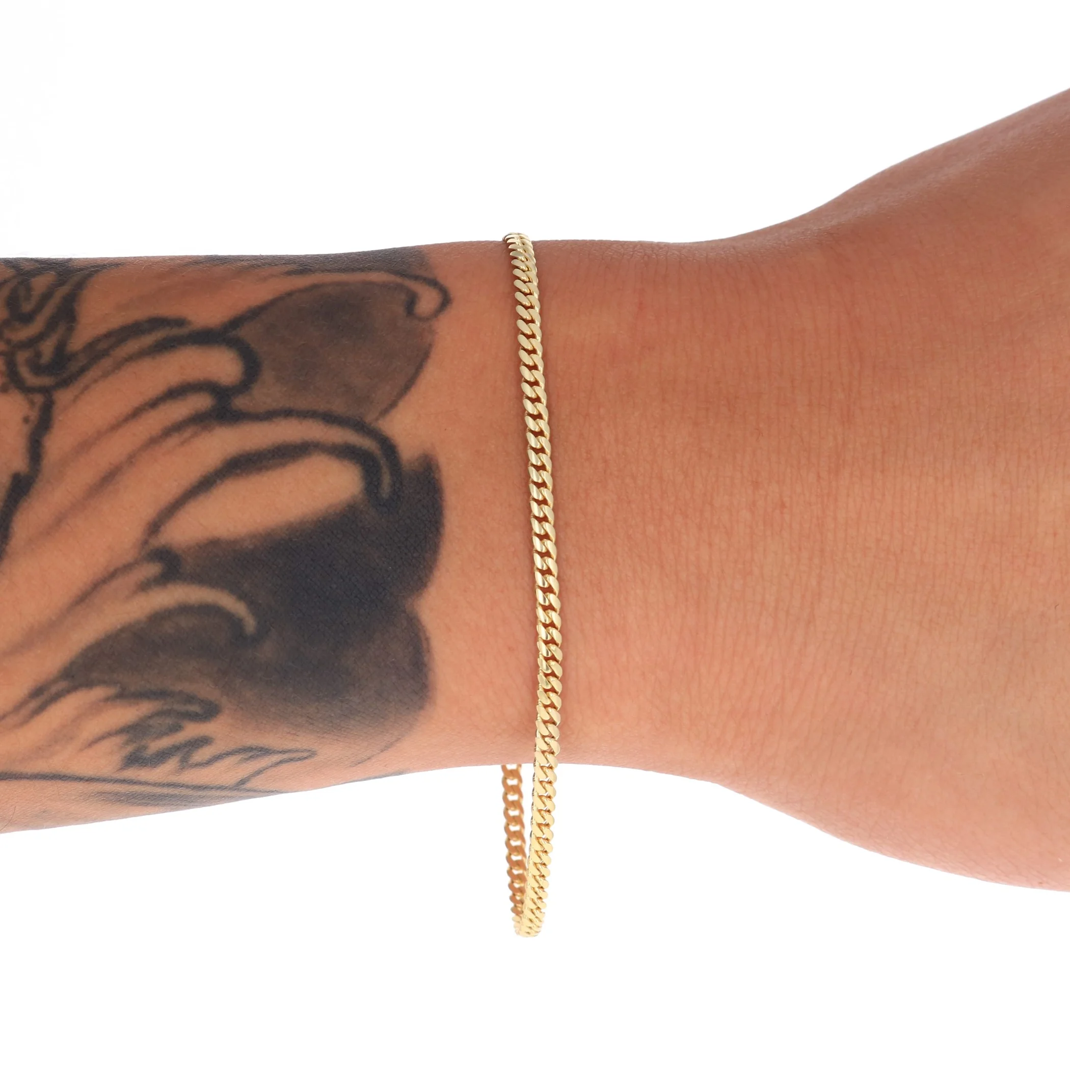 Nuragold 10k Yellow Gold 2.7mm Solid Miami Cuban Link Chain Bracelet or Anklet, Womens Mens Jewelry 7