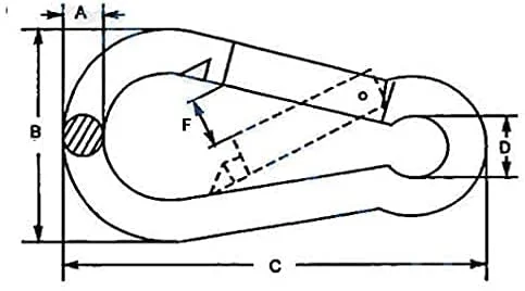 316 Stainless Steel Spring Snap Hook Carabiner (09x90mm (3-1/2\\u201dx 11/32\\u201d), 05-Pack)