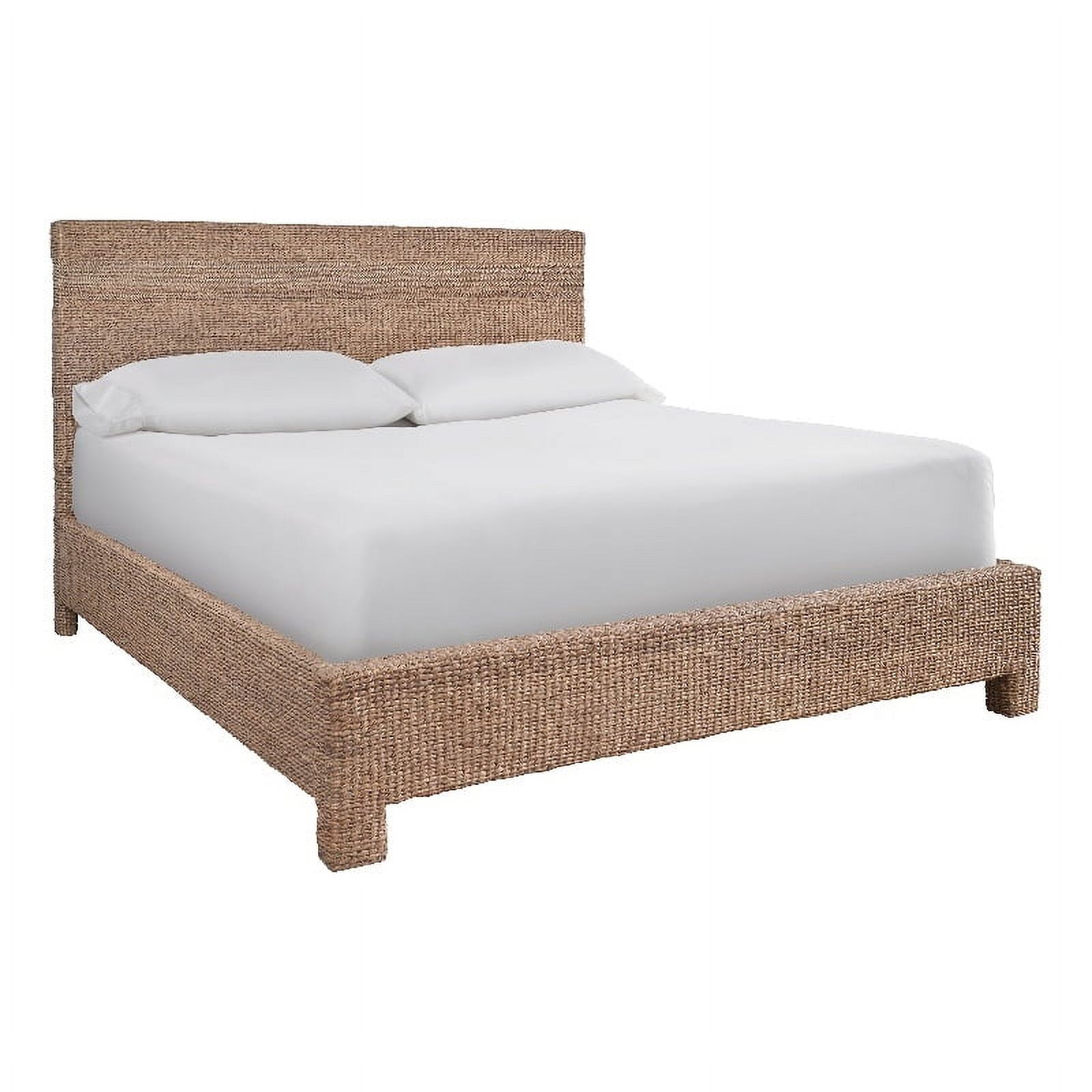 Universal Furniture Farmhouse Wood Seaton Queen Bed in Natural Woven Hyacinth