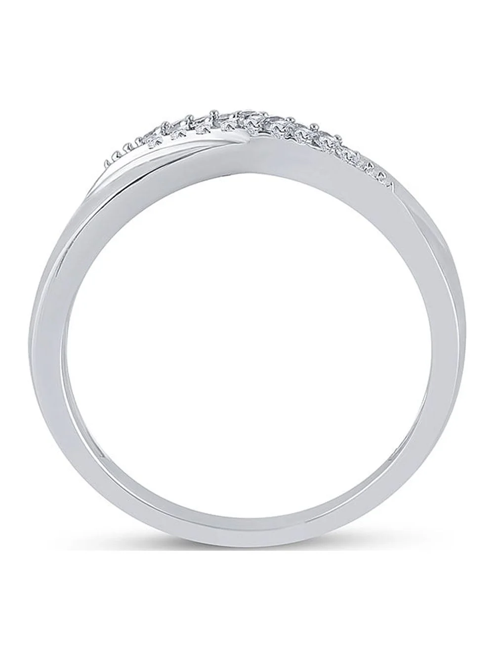 Diamond Princess Sterling Silver Womens Round Diamond Band Ring 1/20 Cttw