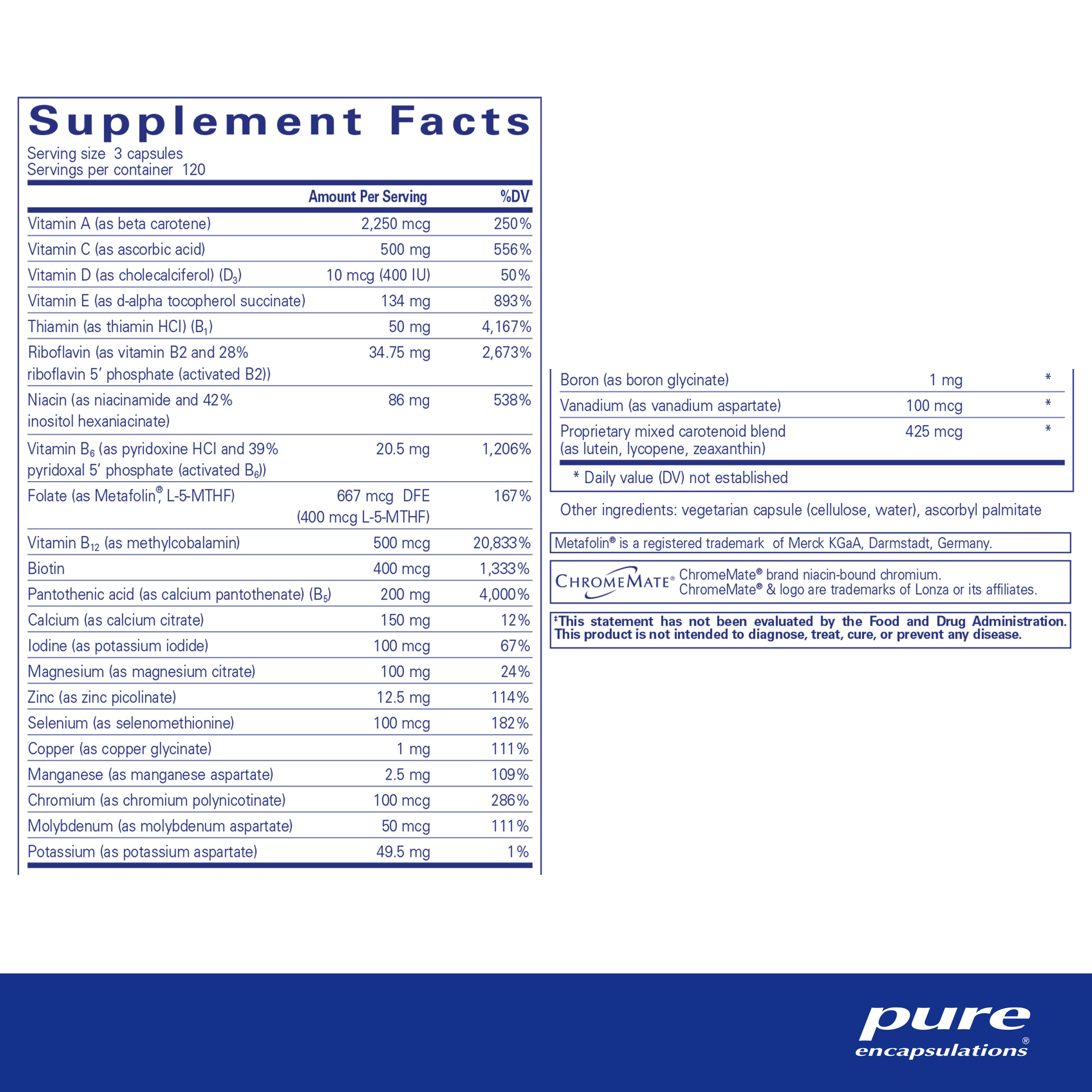 Pure Encapsulations Nutrient 950 without Iron | Supplement to Support Cardiovascular, Immune, and Cellular Health, Bones, Hormone Metabolism, and Carbohydrate Utilization* | 360 Capsules