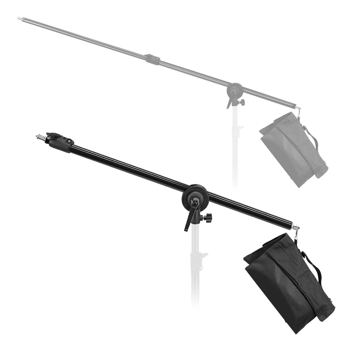 LS Photography 2.5 ft. - 5 ft. Telescoping Boom Arm, Swiveling Grip Head Stand Connector Mount, Sand Bag, WMT2142