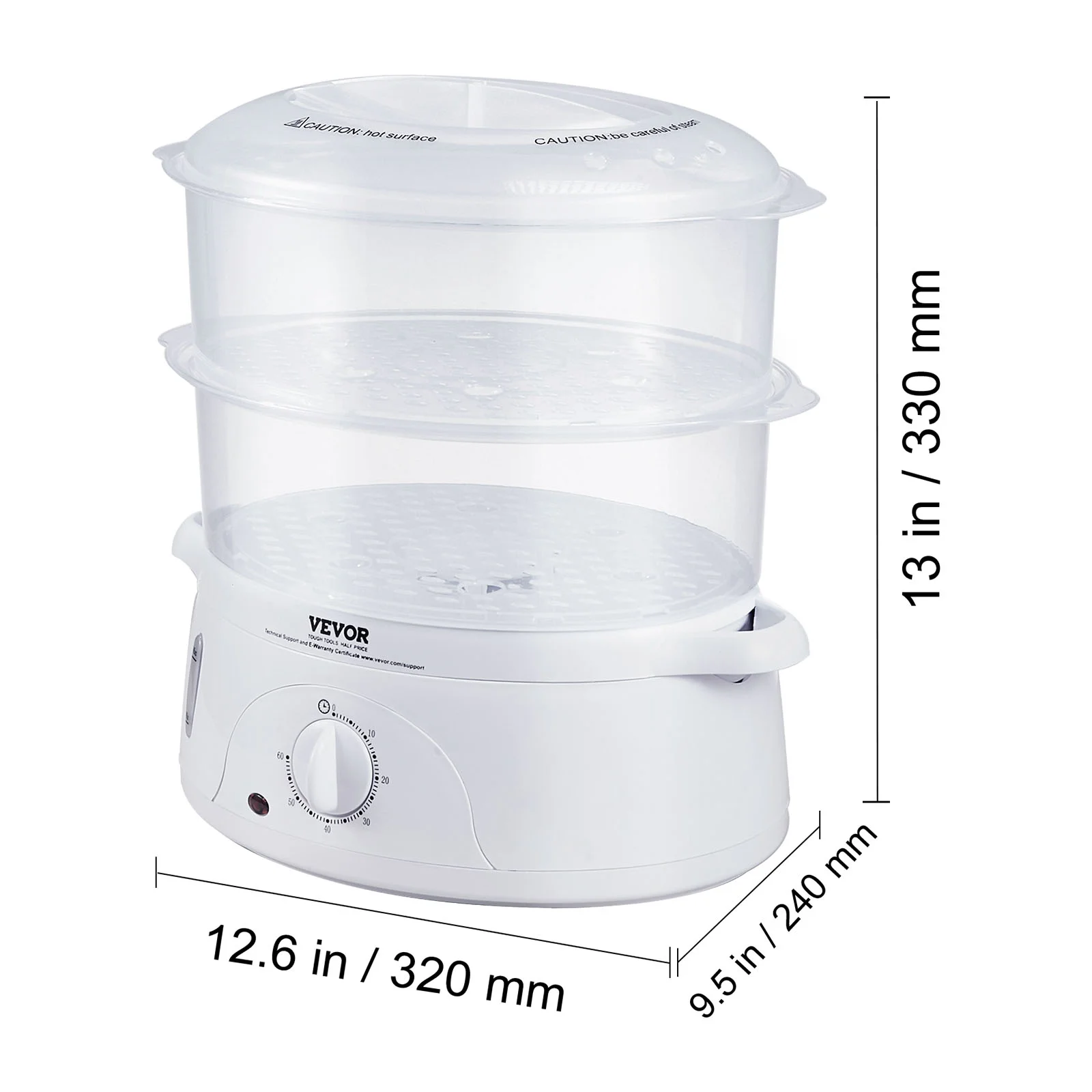 BENTISM 7.4Qt Electric Food Streamer 2-Tier Vegetable Steamer & 60 Min Timer 800W