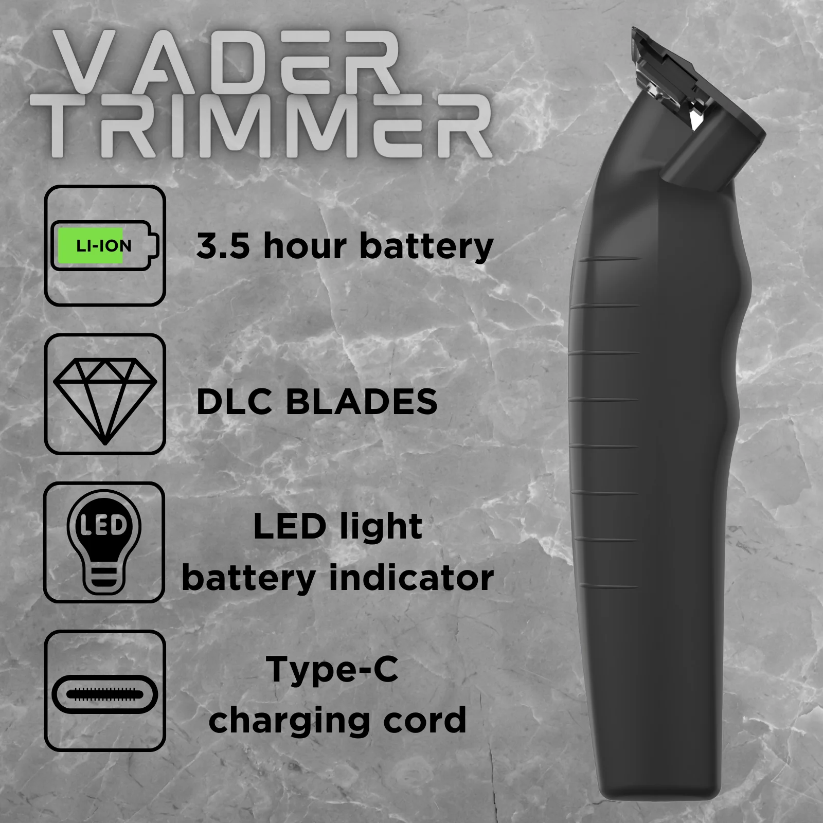 Supreme Trimmer Vader Trimmer ST3778 | 210 Min Run Time DLC T-Blade Cordless Barber Liner | Mens Beard Trimmer Hair Clippers | Black