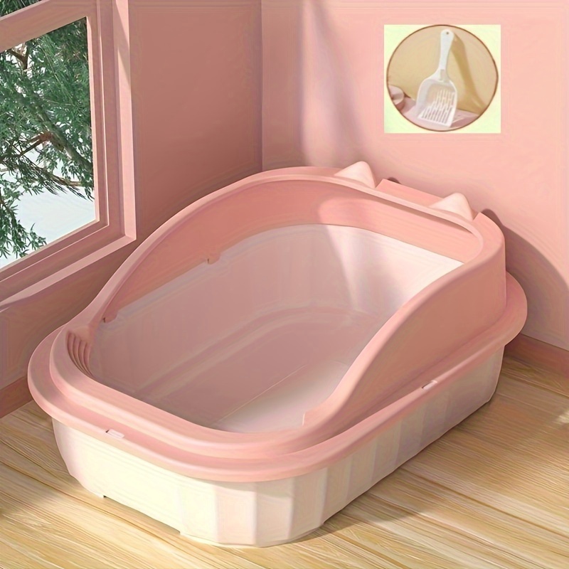 Large Semi-Enclosed Cat Litter Box - Anti-Splash and Easy to Clean