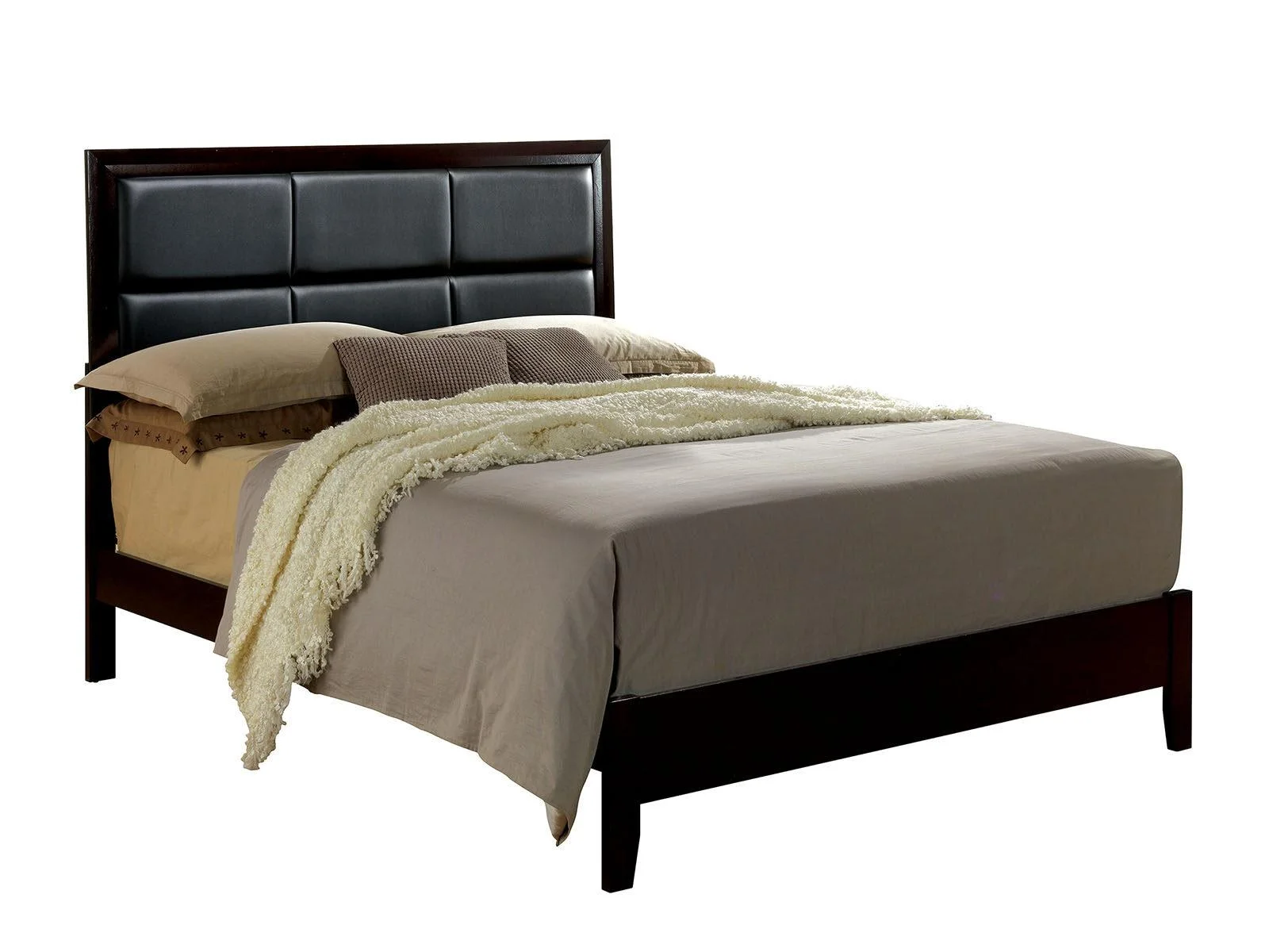 Contemporary Espresso Wood King Bedroom Set 6pcs FOA CM7868-EK Janine