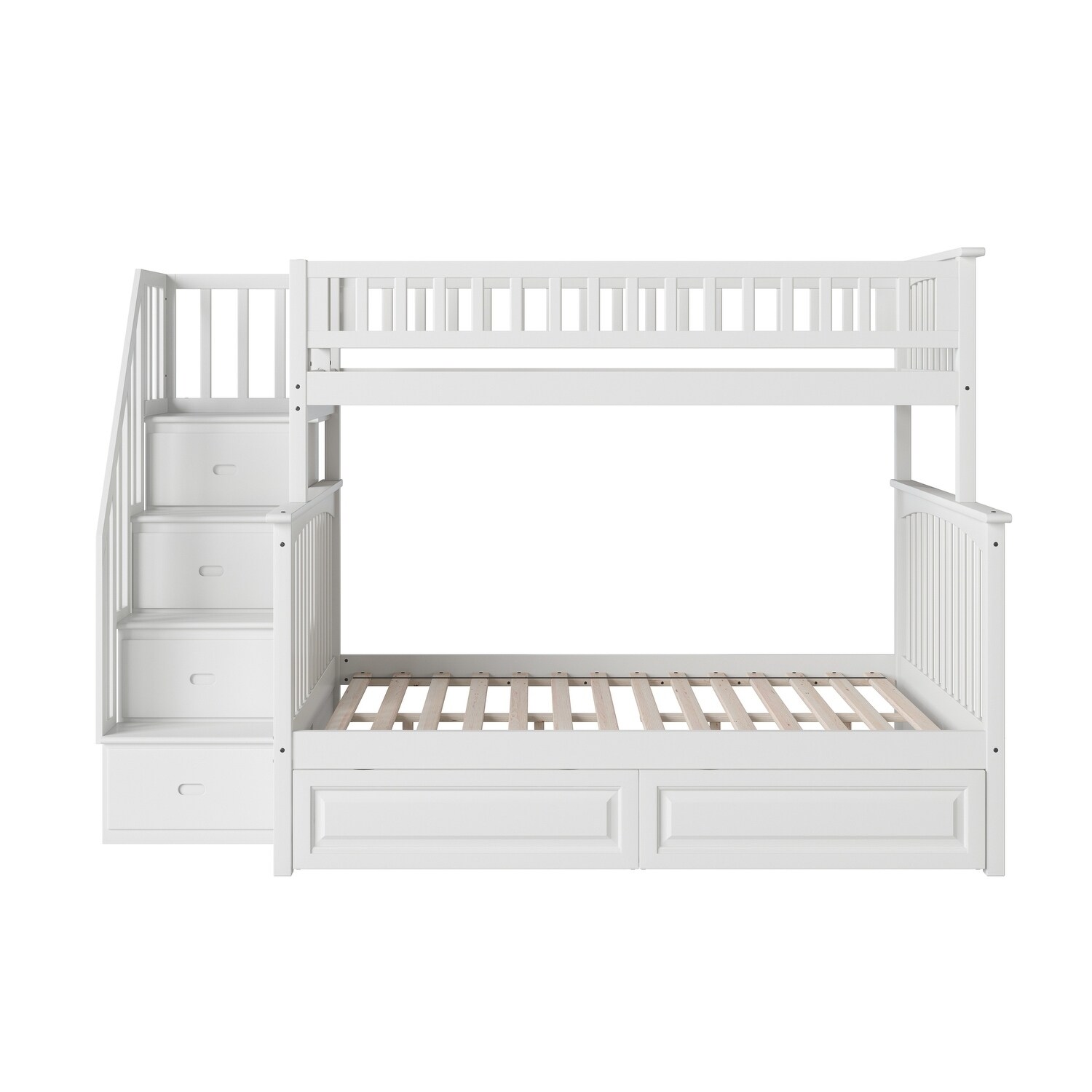 AFI Columbia Staircase Bunk Bed Twin over Full with 2 Drawers in White