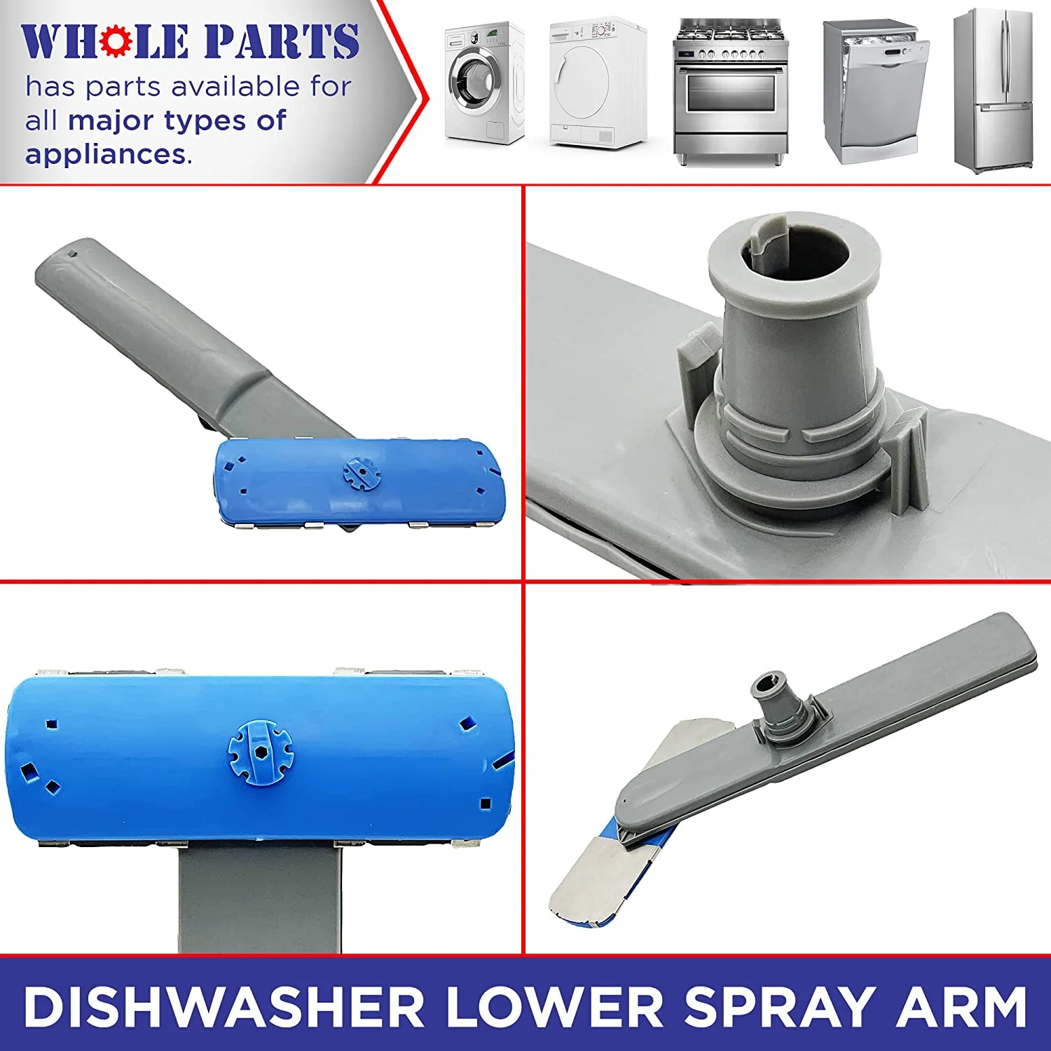 Whole Parts Dishwasher Lower Spray Arm Part # 5304506660 - Replacement and Compatible With Some Frigidaire Dishwashers