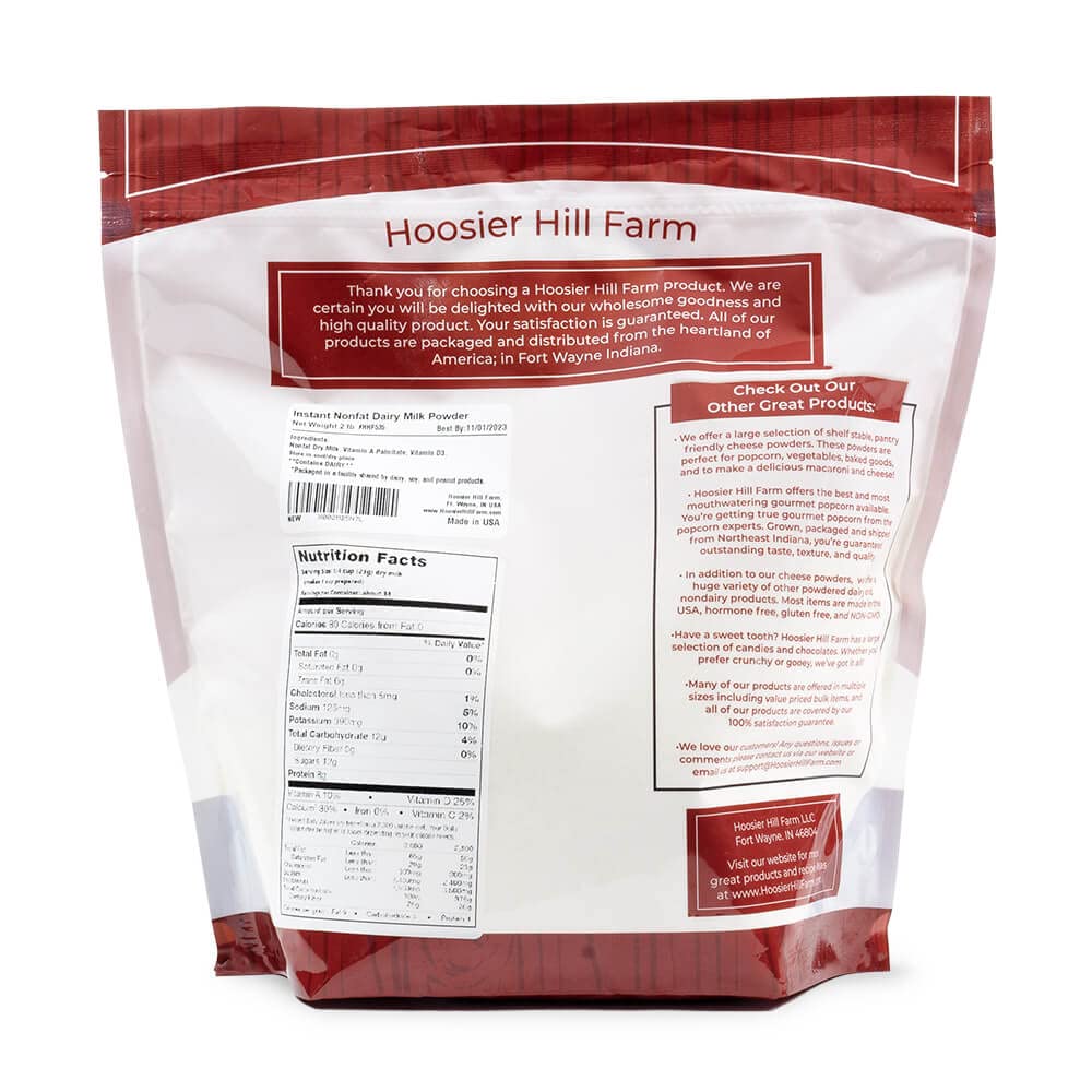 Instant Nonfat Dry Milk Powder By Hoosier Hill Farm, 2Lb (Pack Of 1)