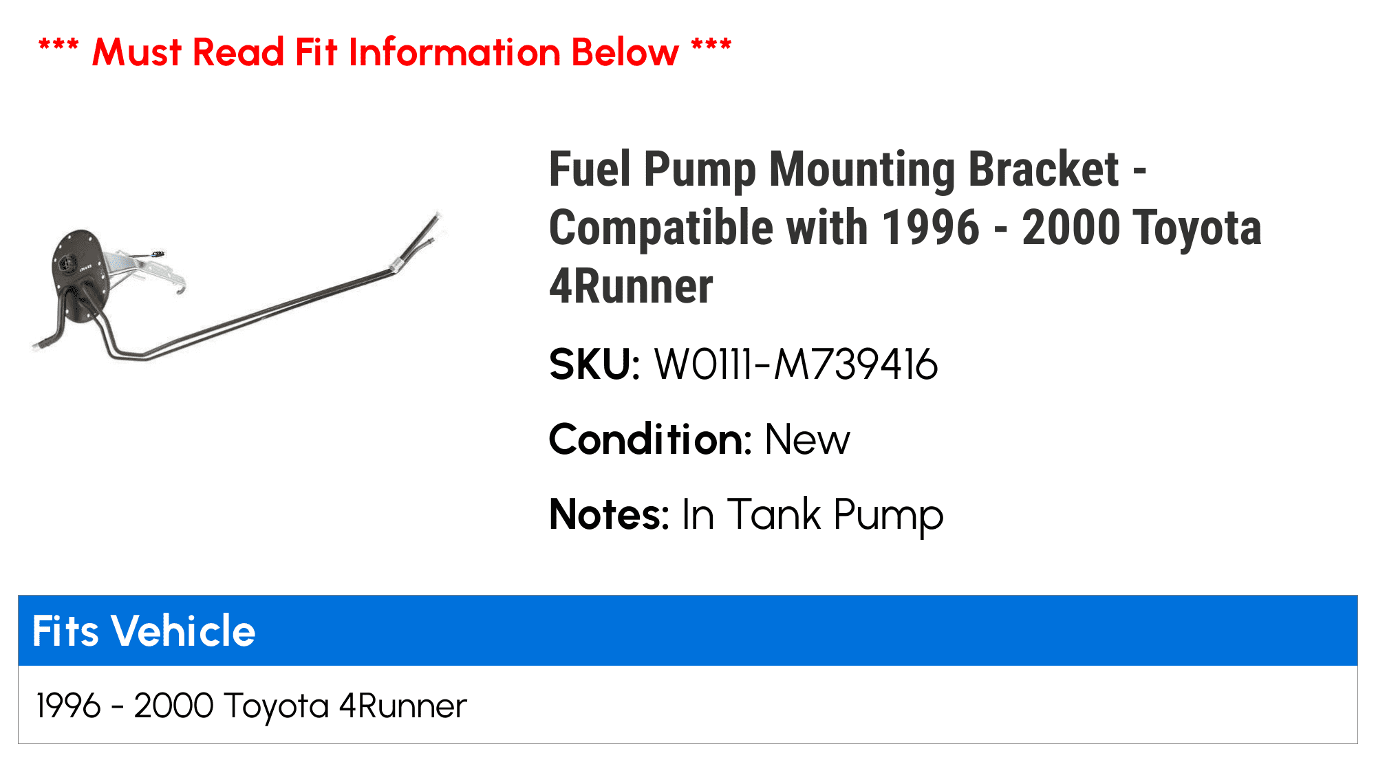 Fuel Pump Mounting Bracket - Compatible with 1996 - 2000 Toyota 4Runner 1997 1998 1999