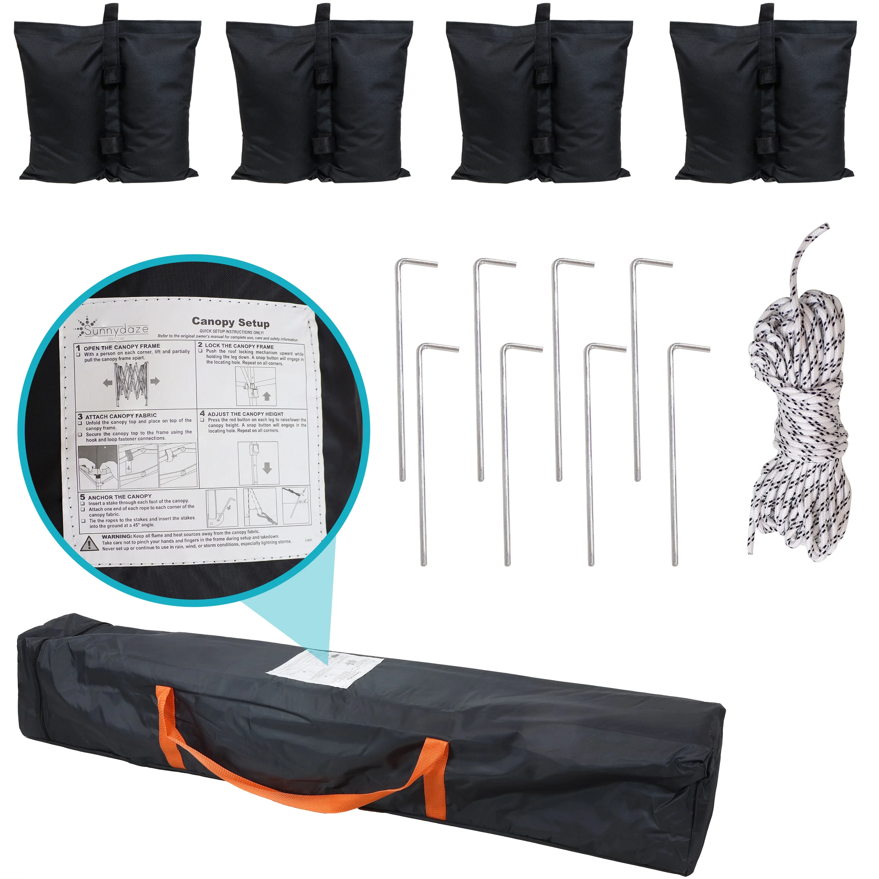 Sunnydaze Standard Pop-Up Canopy with Carry Bag and Sandbags -  10' x 10' -  Red