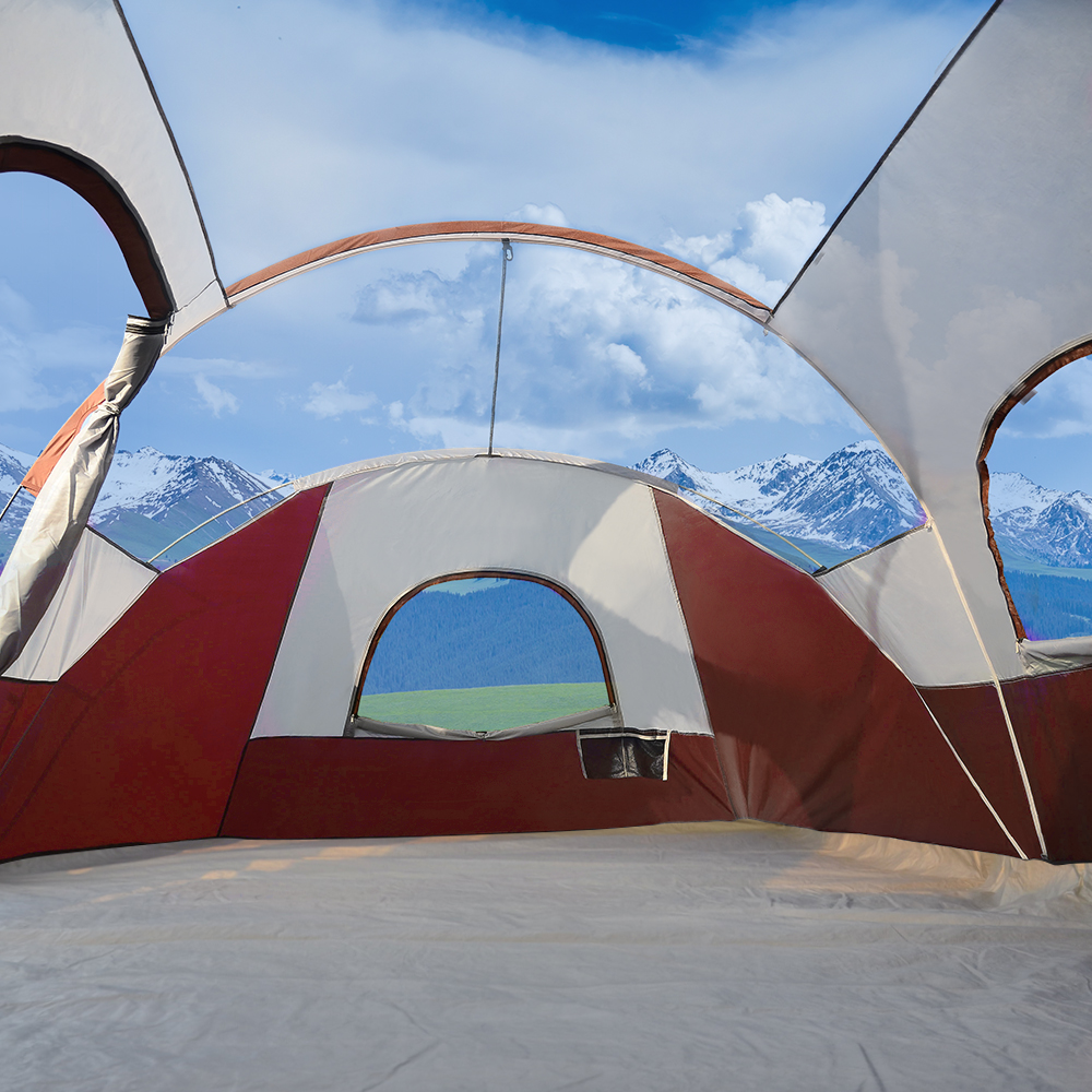 CAMPROS Tent 9 Person Camping Tents, Waterproof Windproof Family Tent with Top Rainfly