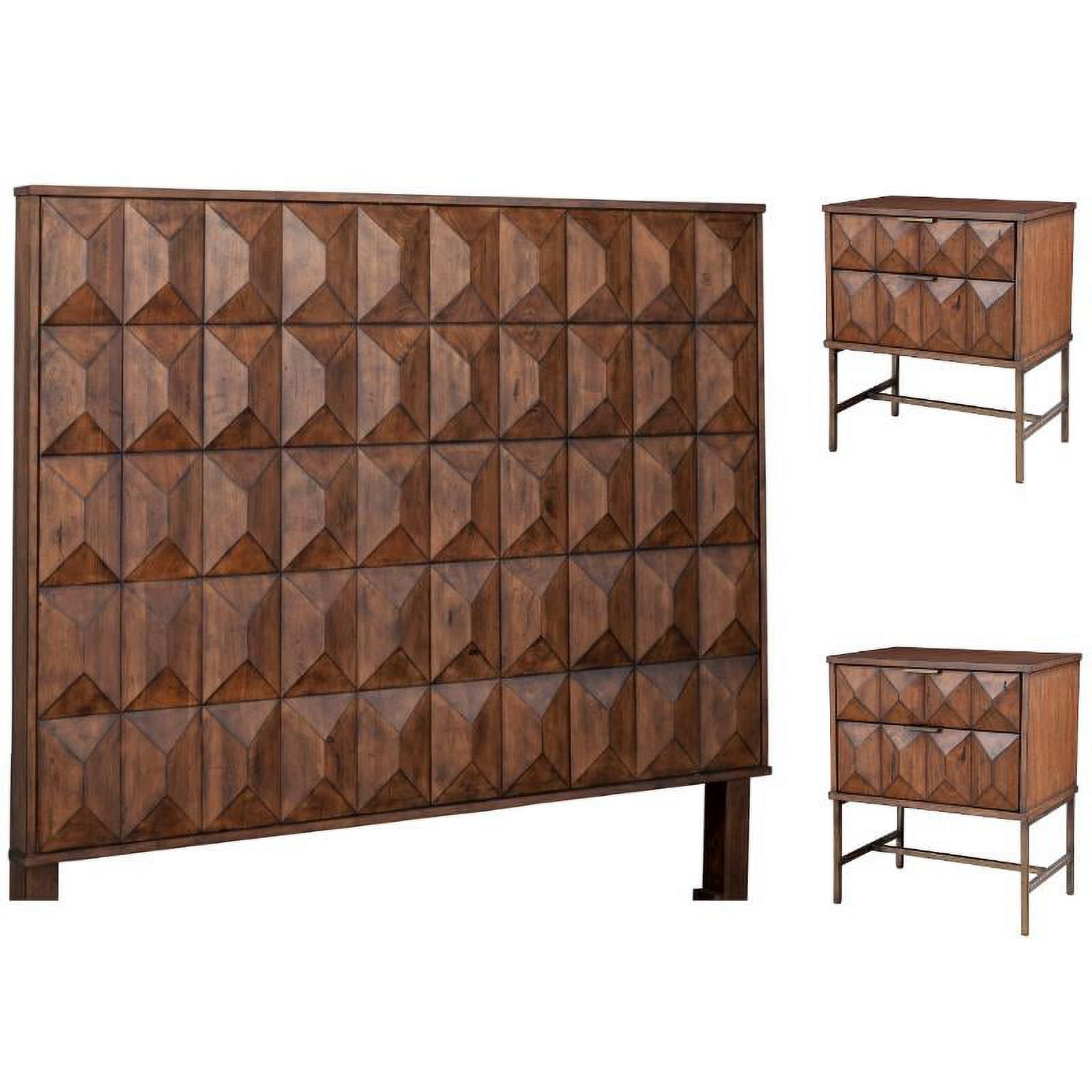 Home Square 3-Piece Set with Trig Queen Headboard & 2 Nightstands