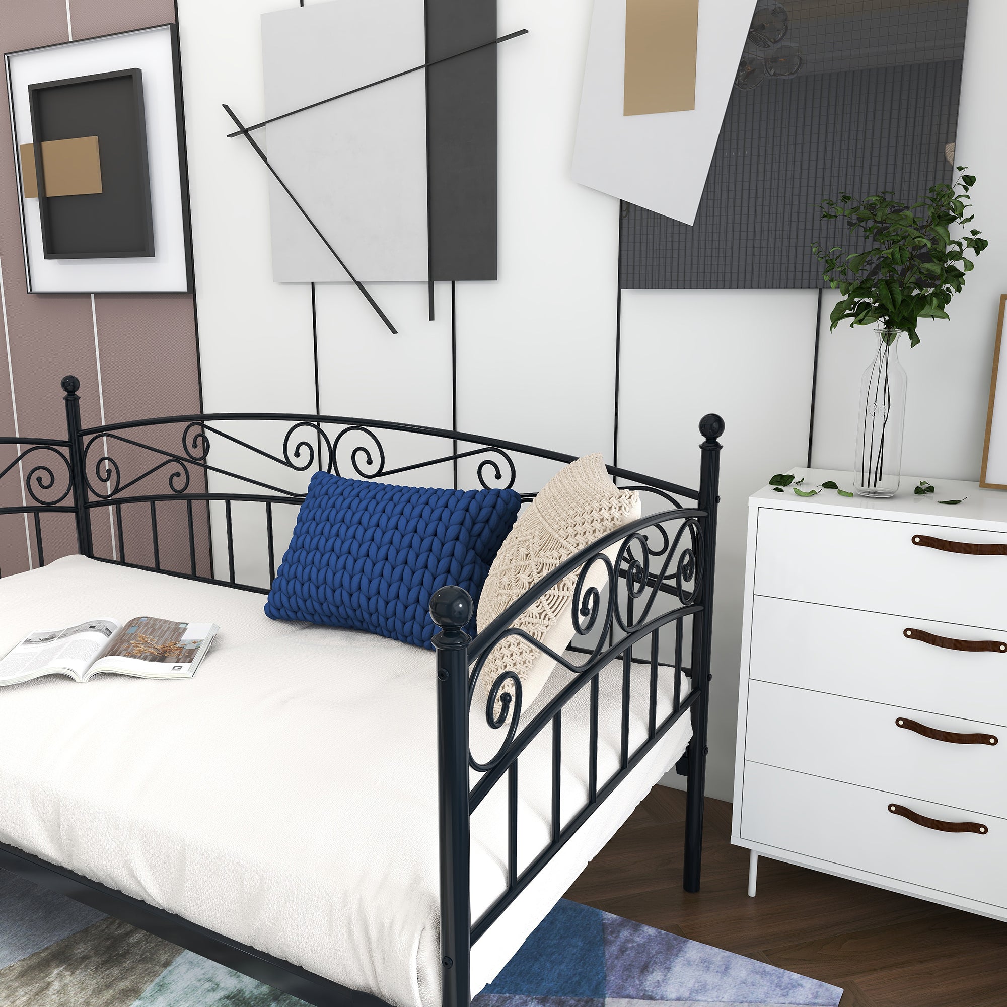 Berk Twin Size Metal Daybed Frame - Black