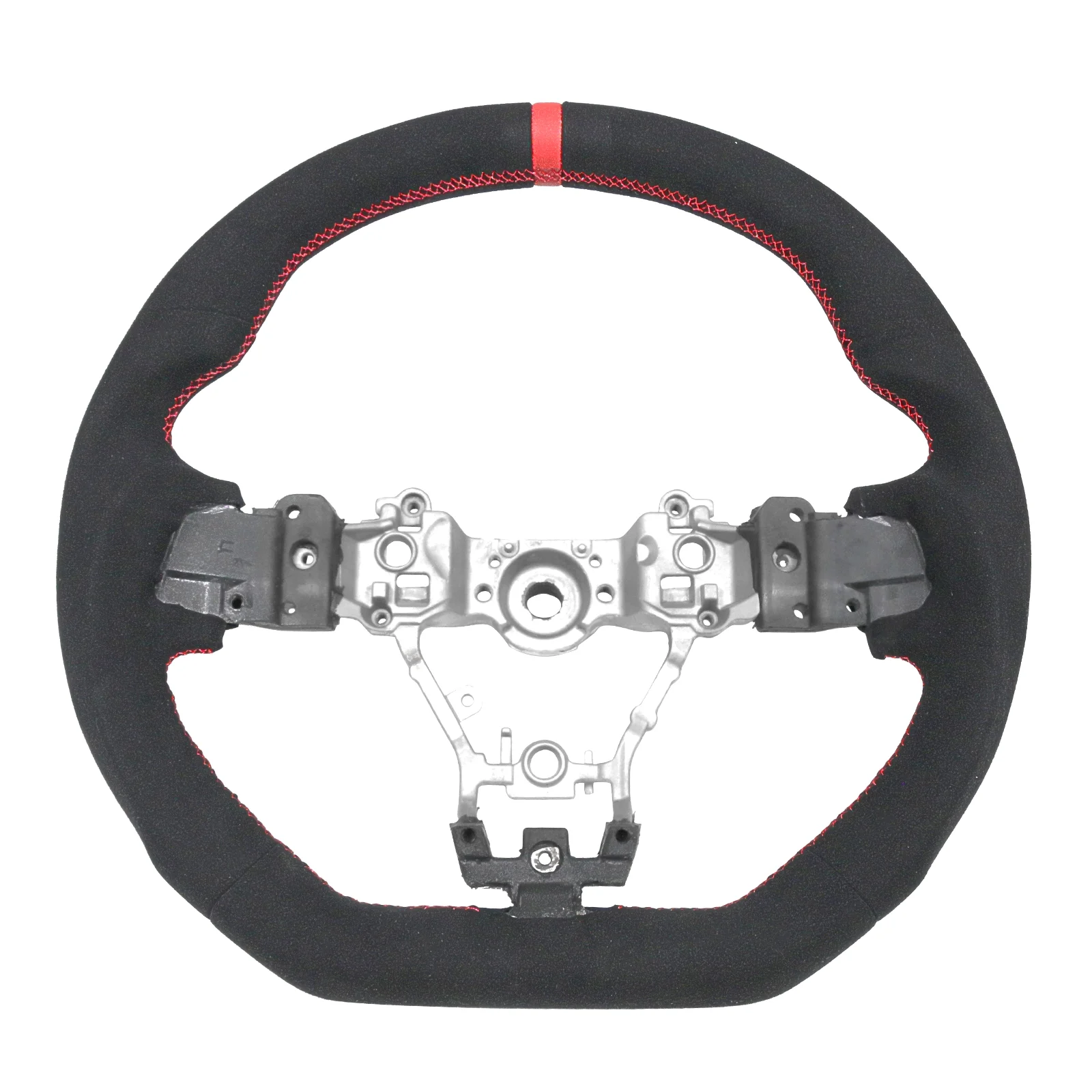 Ikon Motorsports Compatible with 15-21 Subaru WRX & STI Steering Wheel Alcantara + Red Stitching + Red Line