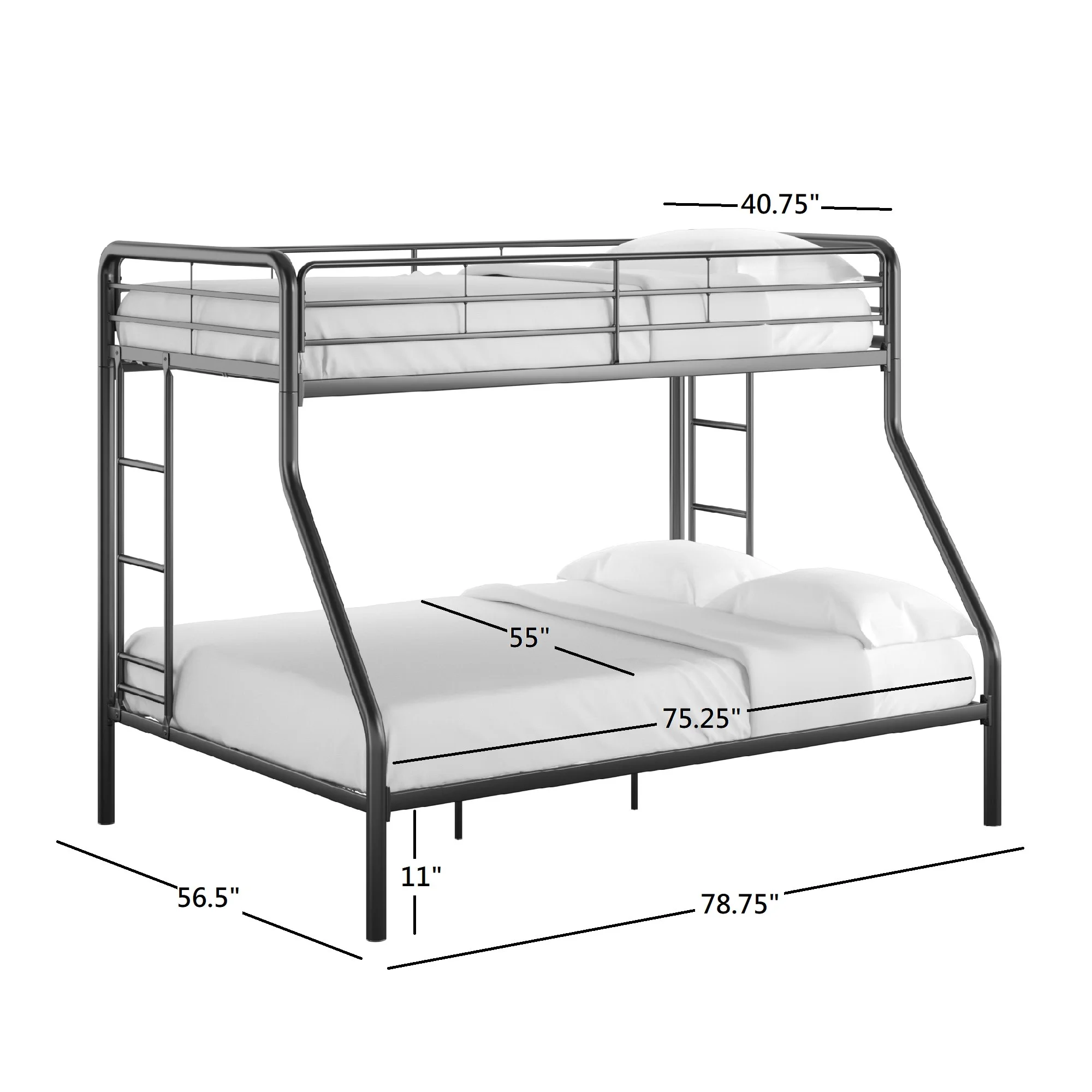 Weston Home Elise Twin Over Full Metal Bunk Bed, White