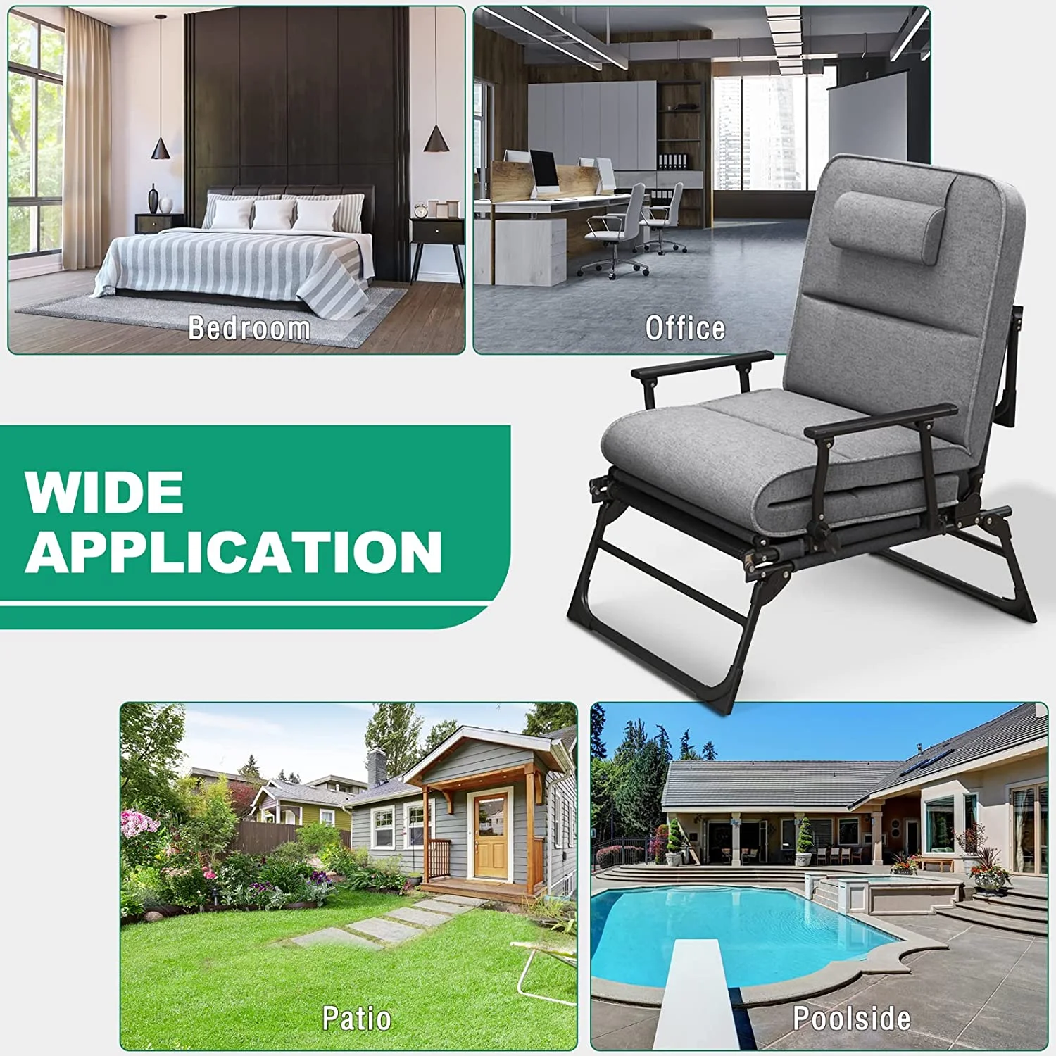 Slsy 3 in 1 Folding Bed with Mattress, Portable Fold up Bed with 6 Adjustable Positions, Cot Size Foldable Guest Beds, Hideaway Cot for Adults