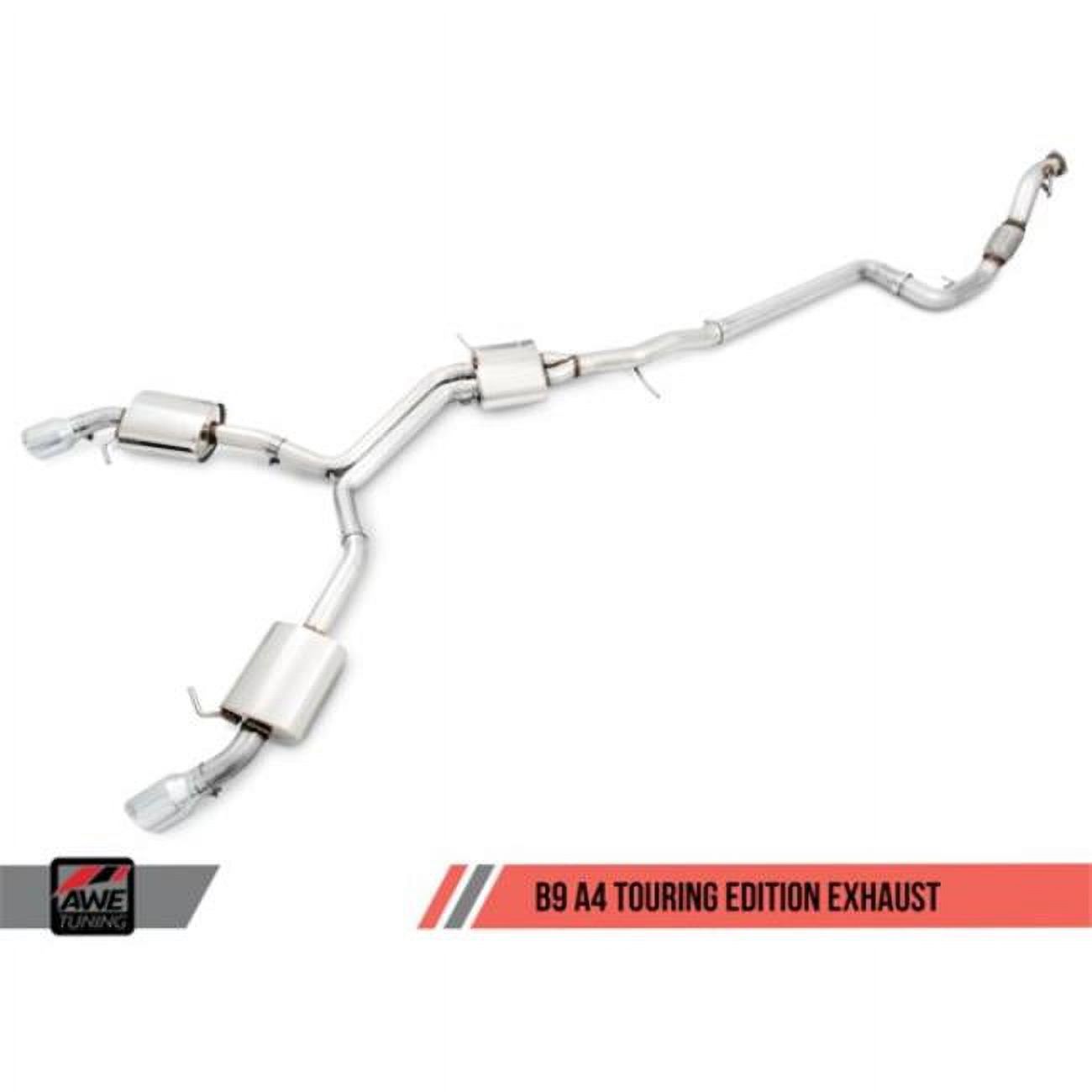 Touring Edition Exhaust Dual Outlet with Chrome & Silver Tips for Audi B9 A4