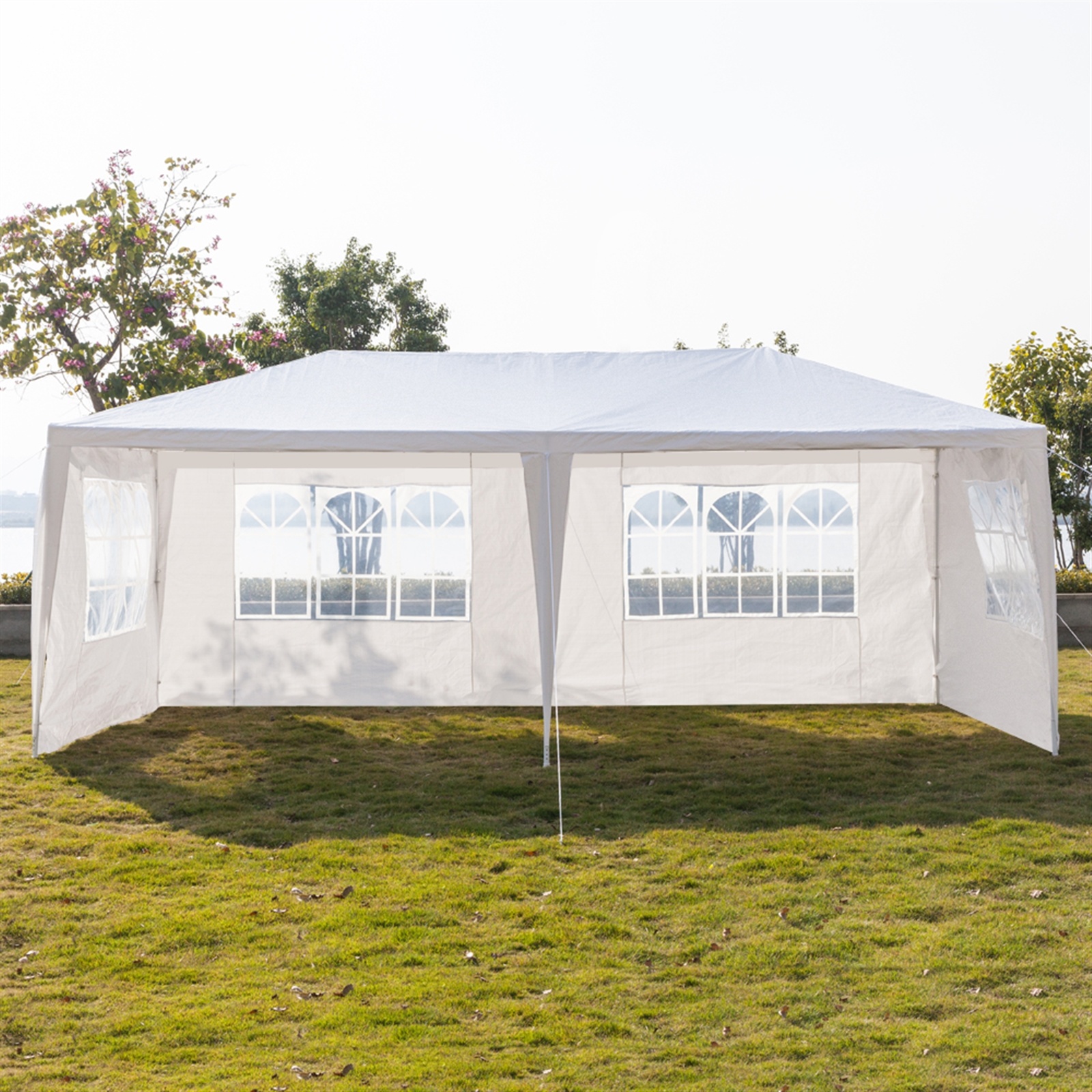 inQ Boutique Waterproof Tent with Spiral Tubes, Six Sides, Two Doors - High-Grade PE Cloth Top and Iron Tubes - Single Tent for Parking, Household, and Party