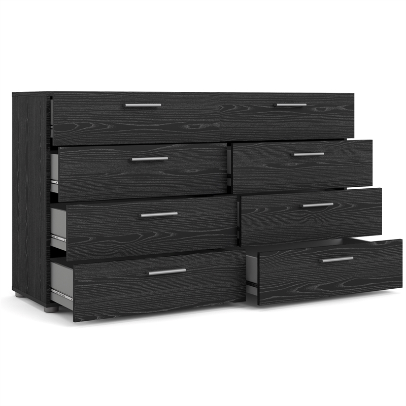 Home Square 2 Piece Set with 8 Drawer Dresser and Nightstand in Black Woodgrain