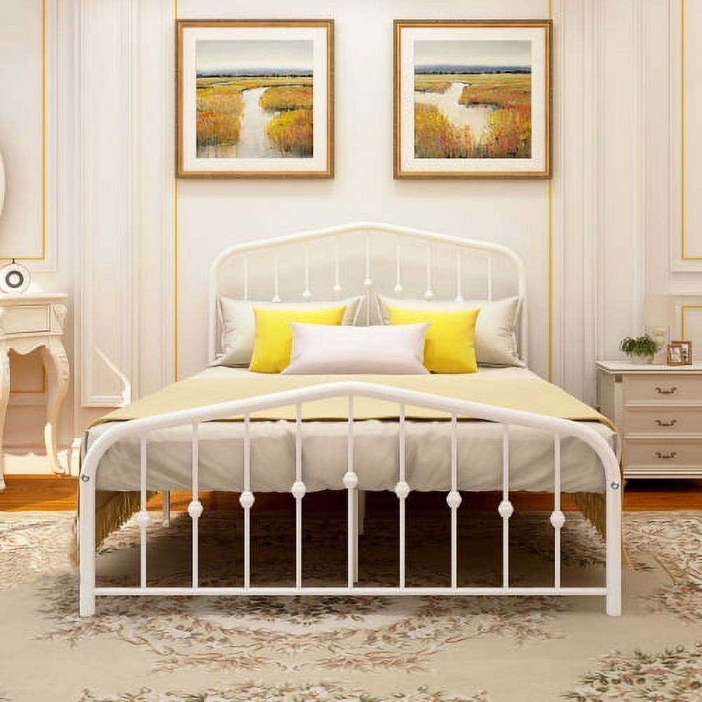 Full Size Metal Platform Bed with Arched Headboard & Footboard,12.4