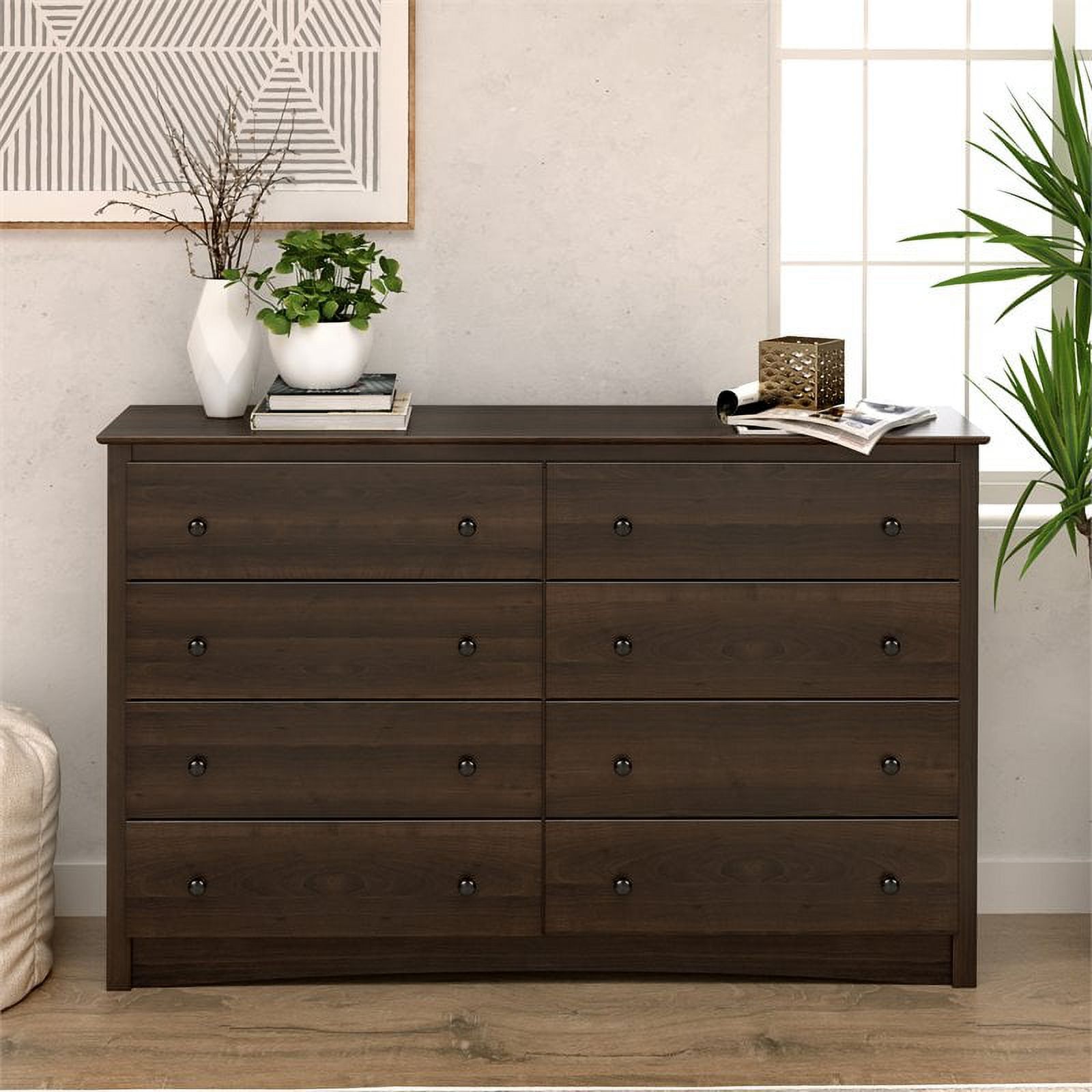 Pemberly Row 8-Drawer Transitional Composite Wood Dresser in Espresso