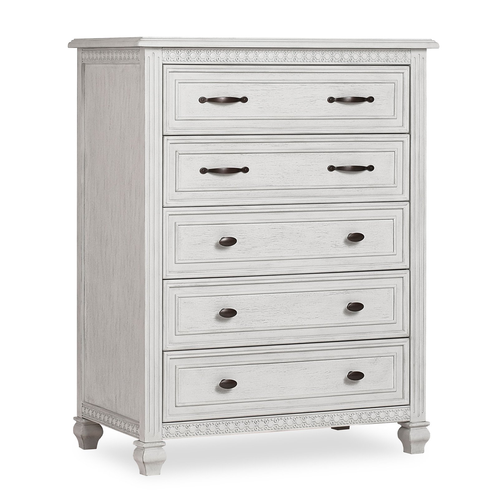 Evolur Madison Tall Chest, Antique Grey Mist, 5 Spacious Drawers